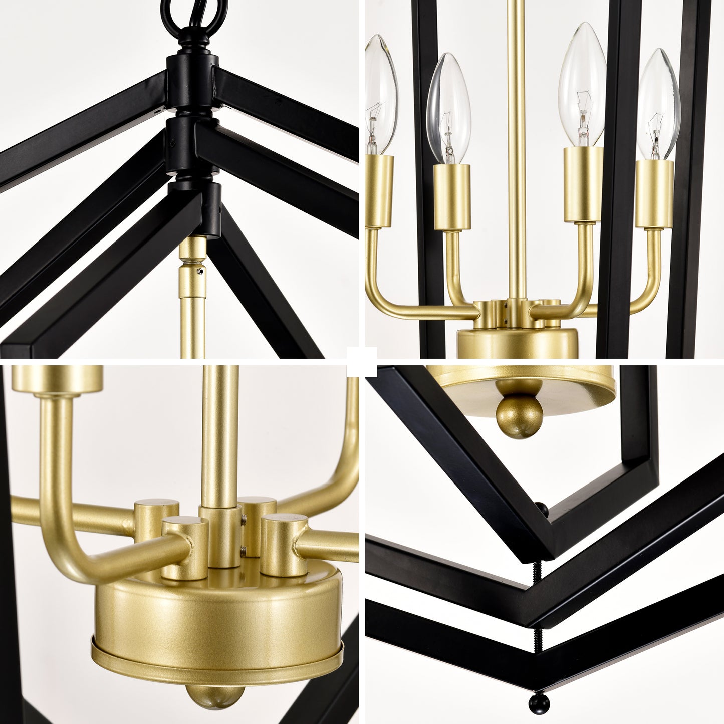 12 Light Farmhouse Hanging Light Indoor Lantern Chandelier with Gold Finish
