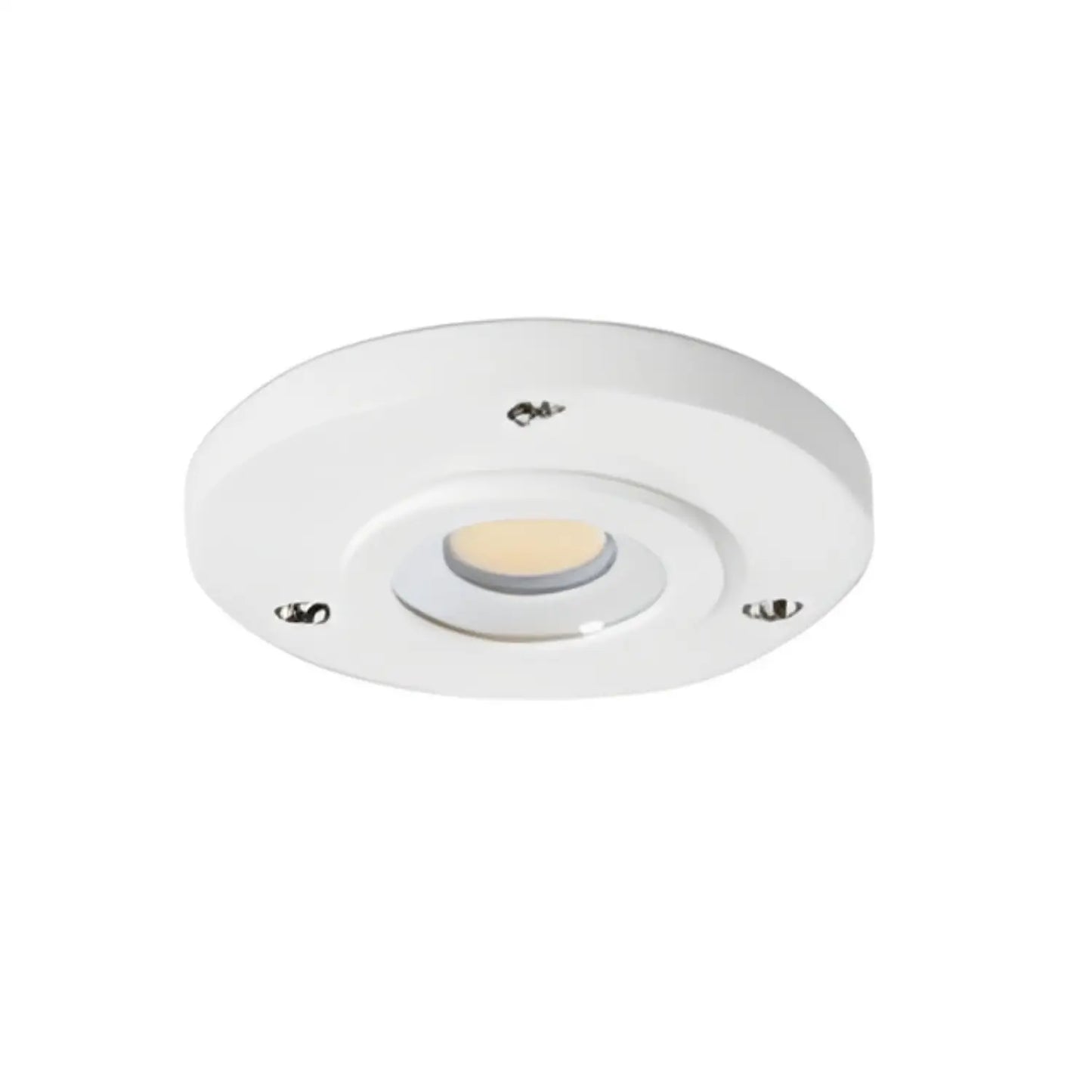 1- 12V LED Puck Light – 3.3W 3000K Plug-In with Aluminum Housing - White - Undercabinet Light