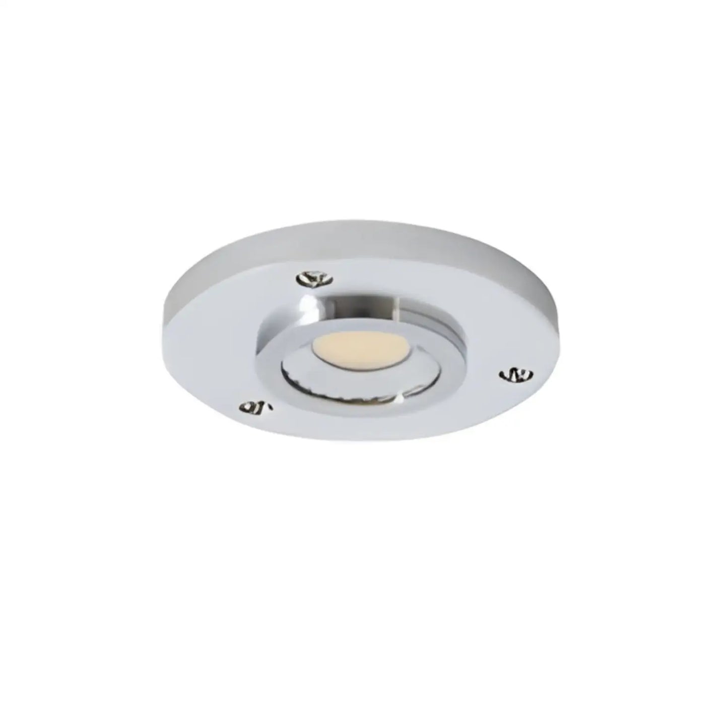 1- 12V LED Puck Light – 3.3W 3000K Plug-In with Aluminum Housing - Brush Nickel - Undercabinet Light