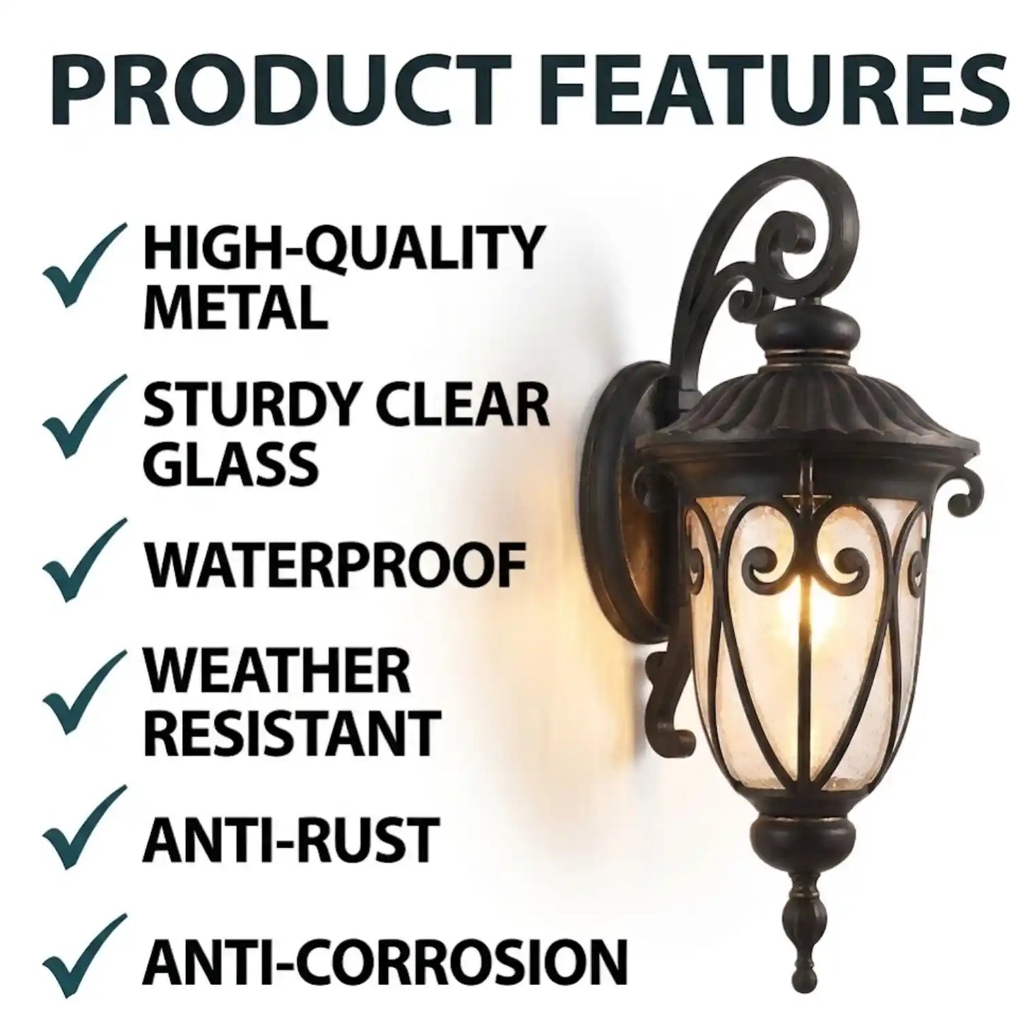 1-Pack Outdoor Wall Lantern with Vintage Design & Bubble Glass & Weatherproof