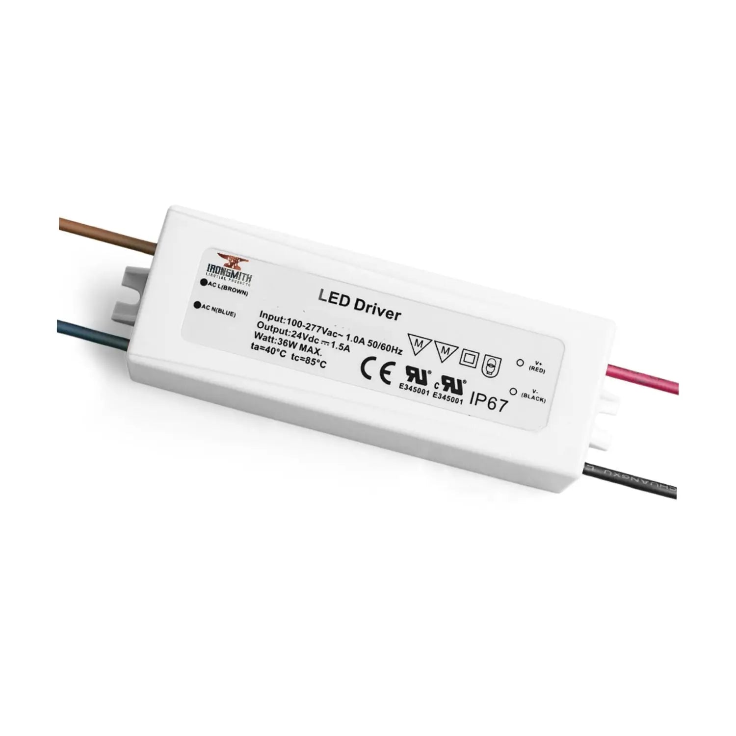 100-240V AC - 24V DC | 36W LED Constant Current Driver - 100 Volts - 240 Volts / 24V / 36 Watt - LED Driver