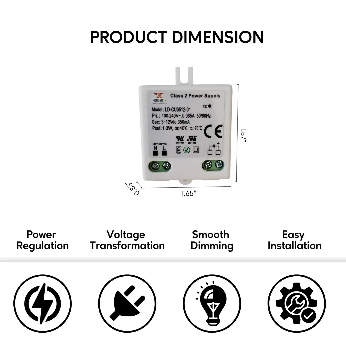 100-240V AC - 6-12V DC | 3W Constant Current LED Drivers - 100 Volts - 240 Volts / 3V - 12V / 3 Watt - LED Driver