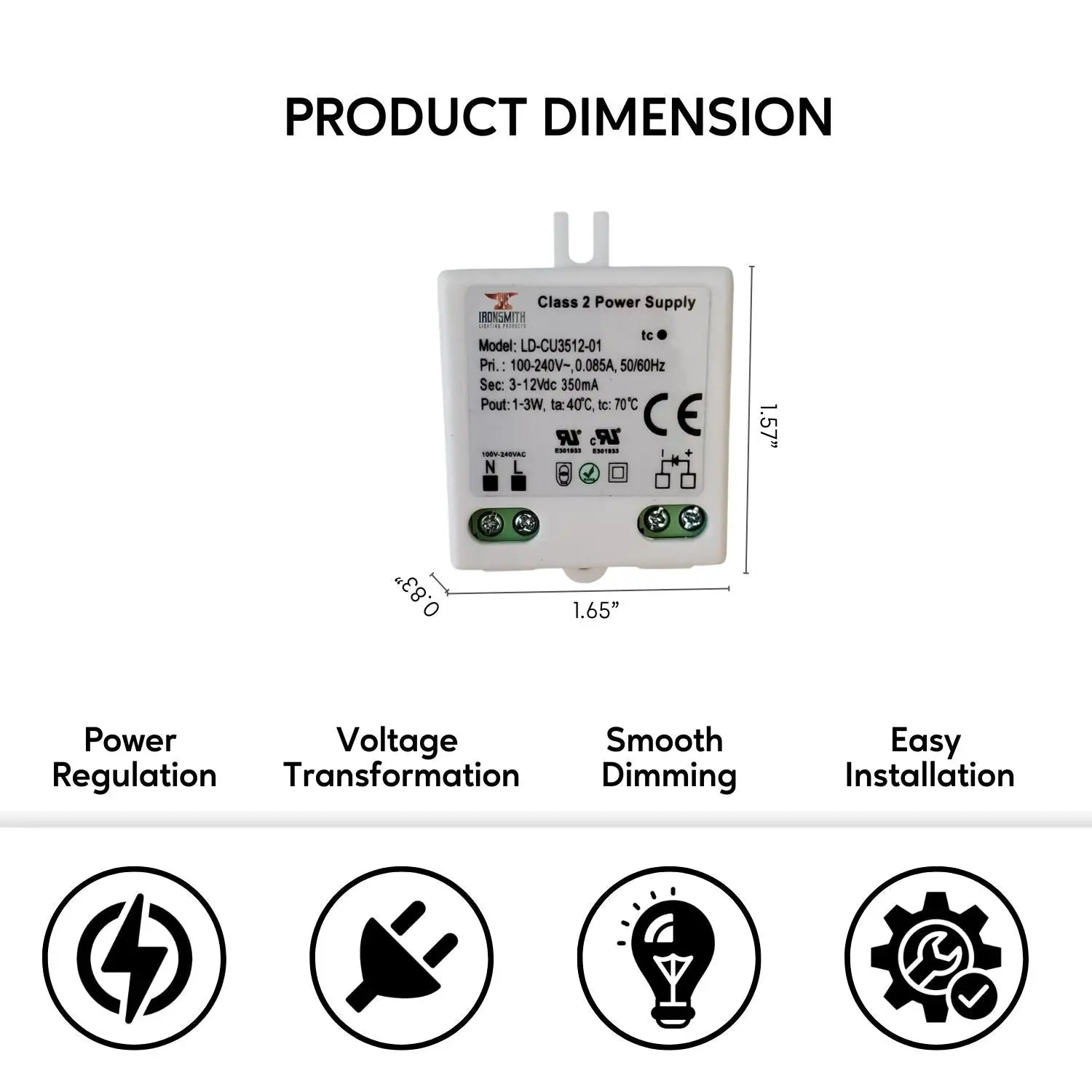100-240V AC - 6-12V DC | 3W Constant Current LED Drivers - 100 Volts - 240 Volts / 3V - 12V / 3 Watt - LED Driver