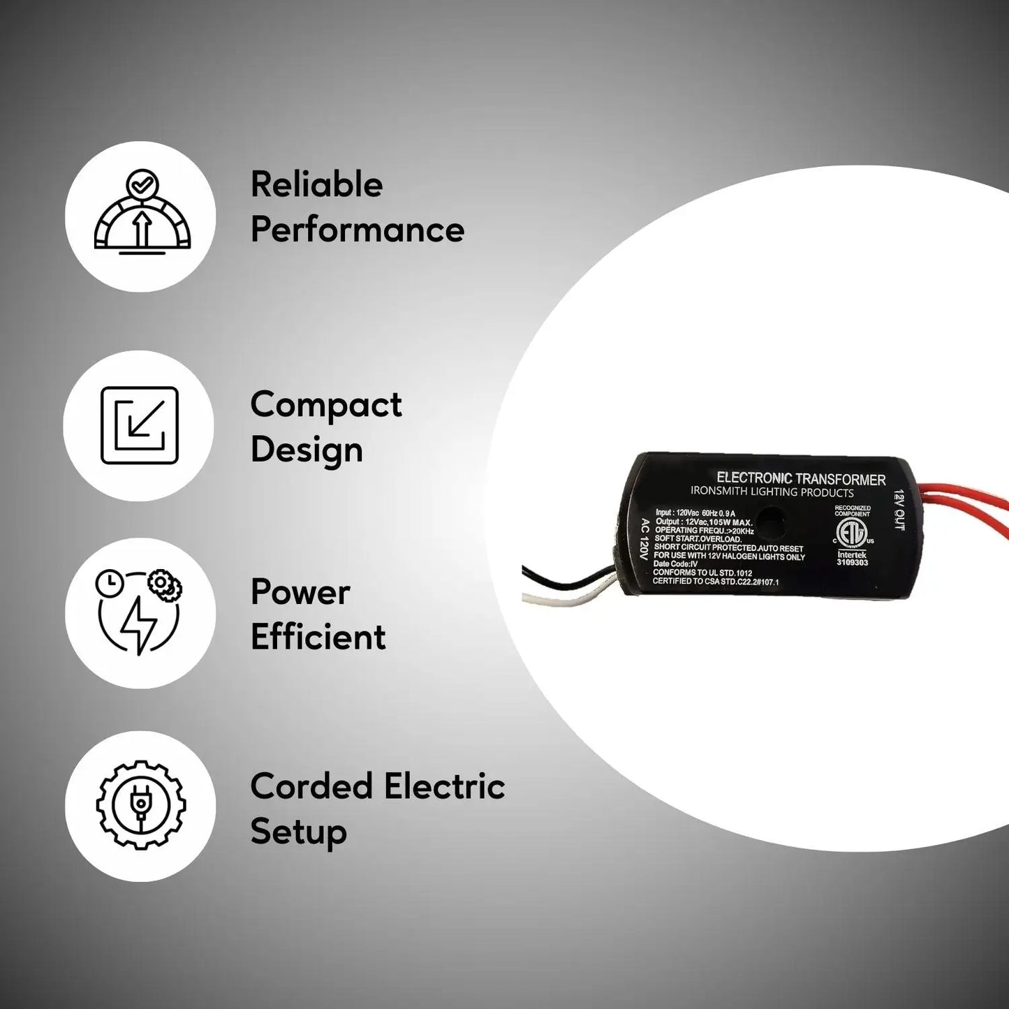 105W Halogen Electronic Potted Mini Transformer - 120 Volt / 12 Volt / 105 Watt - Transformer