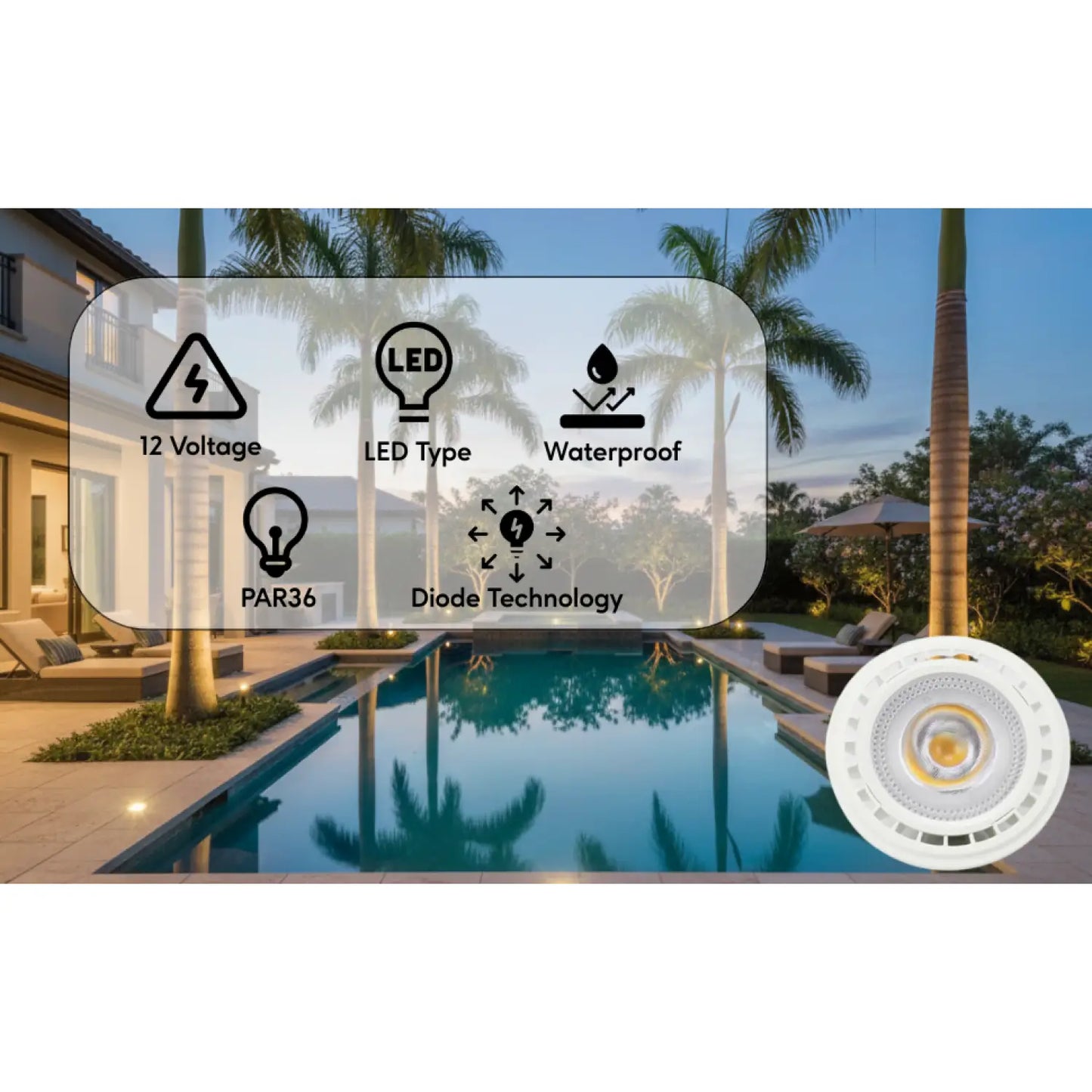 10W PAR36 G53 Warm White LED Light Bulbs - G53 / 10 Watt / 1 Pack - Light Bulb