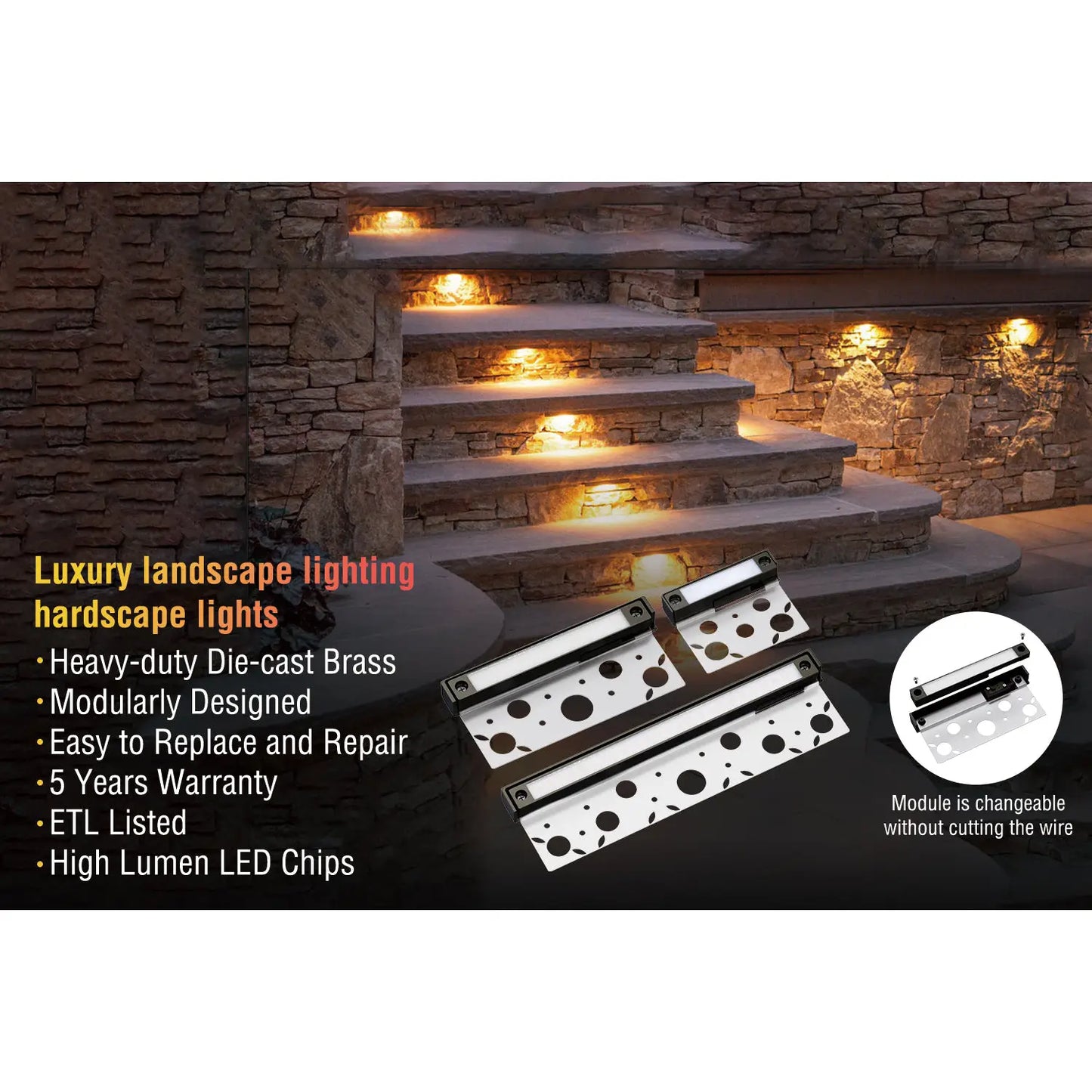 12’’ Brass Hardscape Paver RGB CCT Tunable LED Fixture for Outdoor Lights Landscape hardscape lights