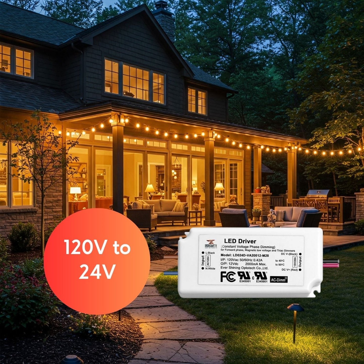 120V -24V 24W | LED Light Driver with Triac Dimming - 120 Volts / 24V / 24 Watt - LED Driver
