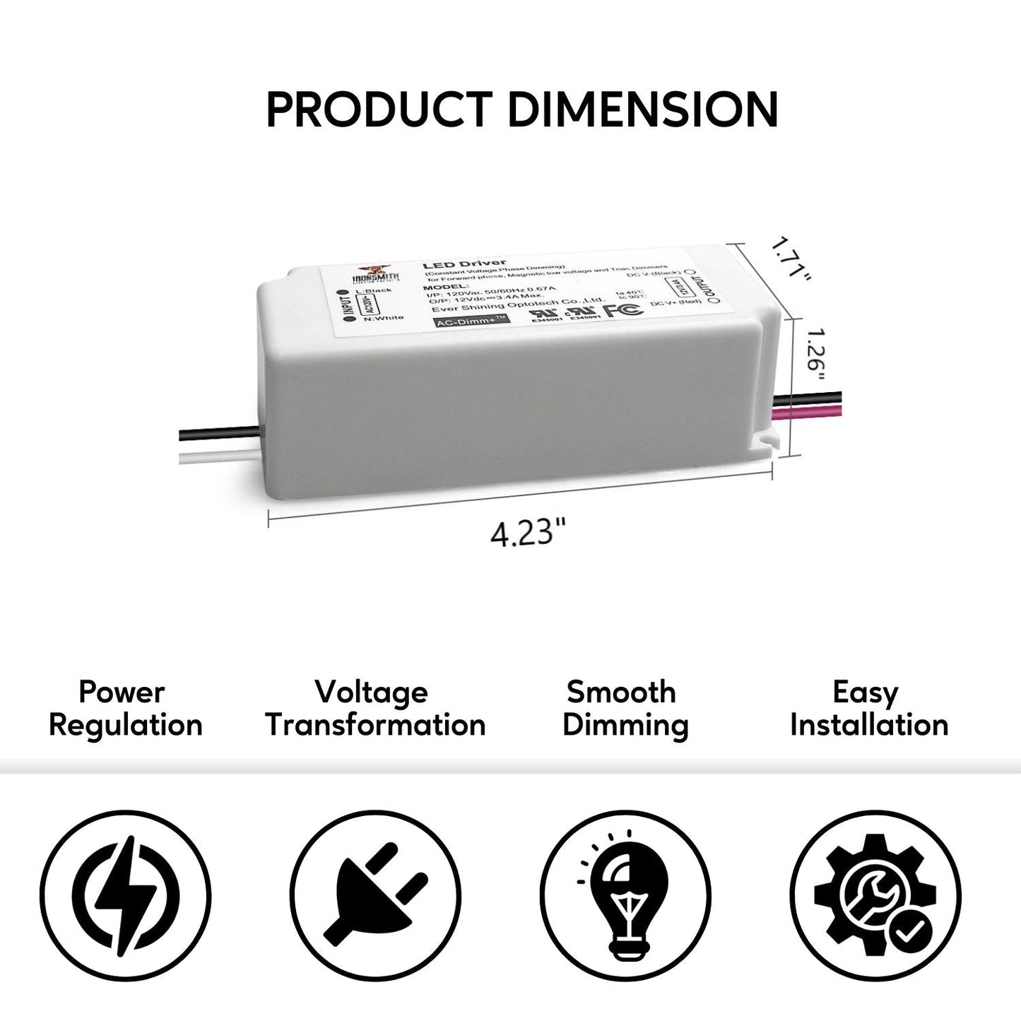 120V -24V 40W | LED Driver Supplier | Triac Dimming - 120 Volts / 24V / 40 Watt - LED Driver