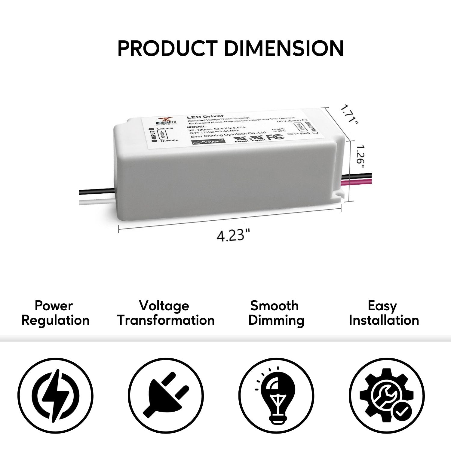 120V -24V 40W | LED Driver Supplier | Triac Dimming - 120 Volts / 24V / 40 Watt - LED Driver
