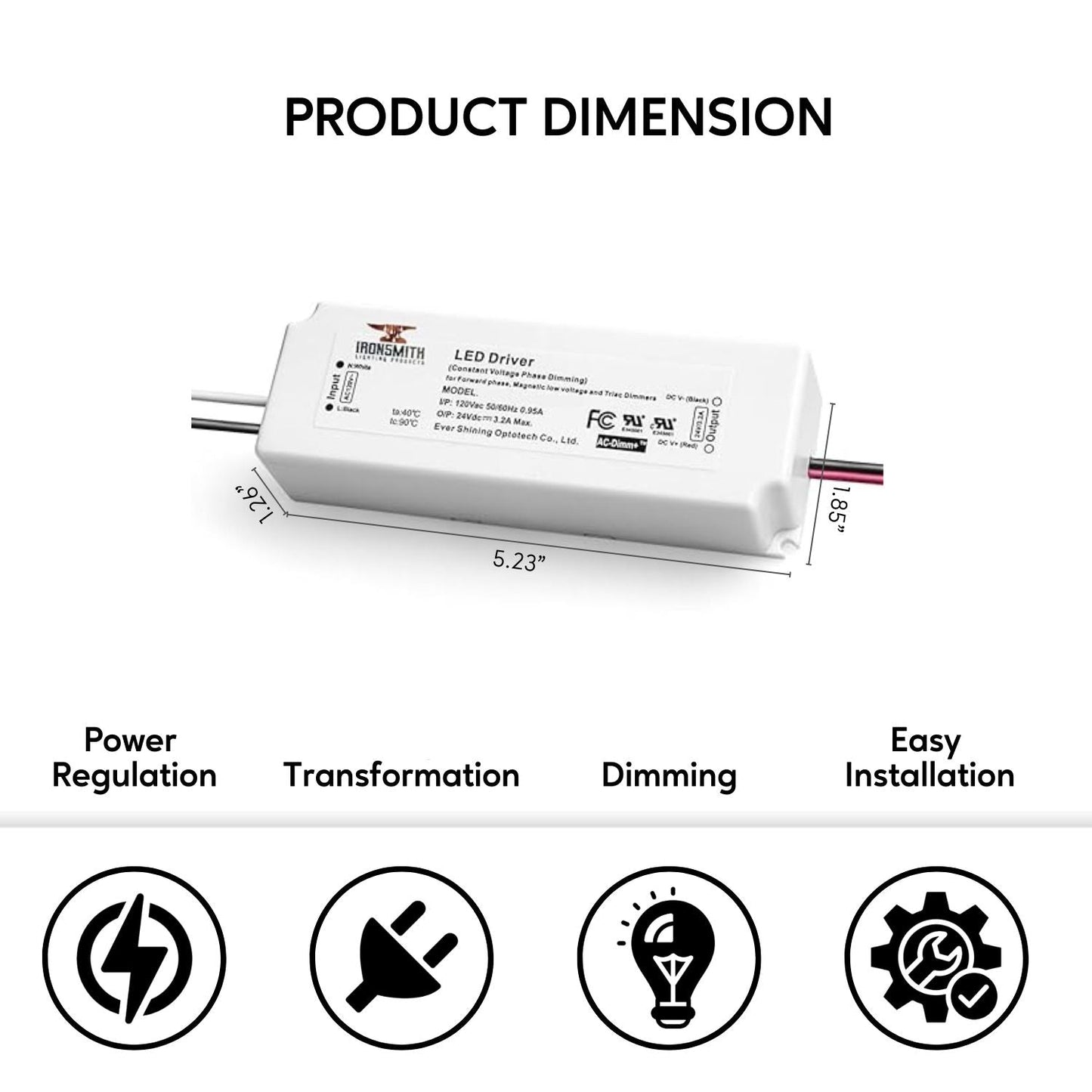 120V -24V 75W | LED Driver with Triac Dimmer - 120 Volts / 24V / 75 Watt - LED Driver