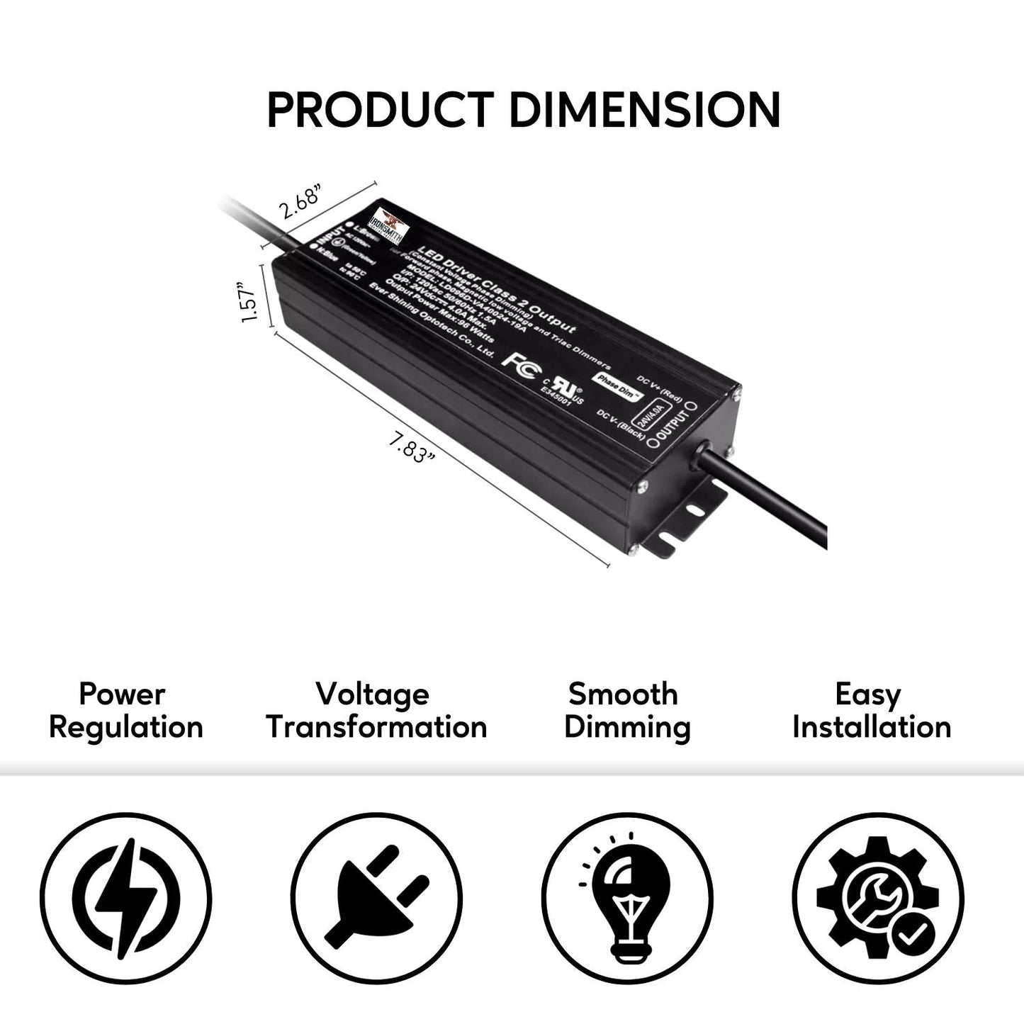 120V -24V DC 96W | LED Dimmable Driver with Triac - 120 Volts / 24V DC / 96 Watt - LED Driver