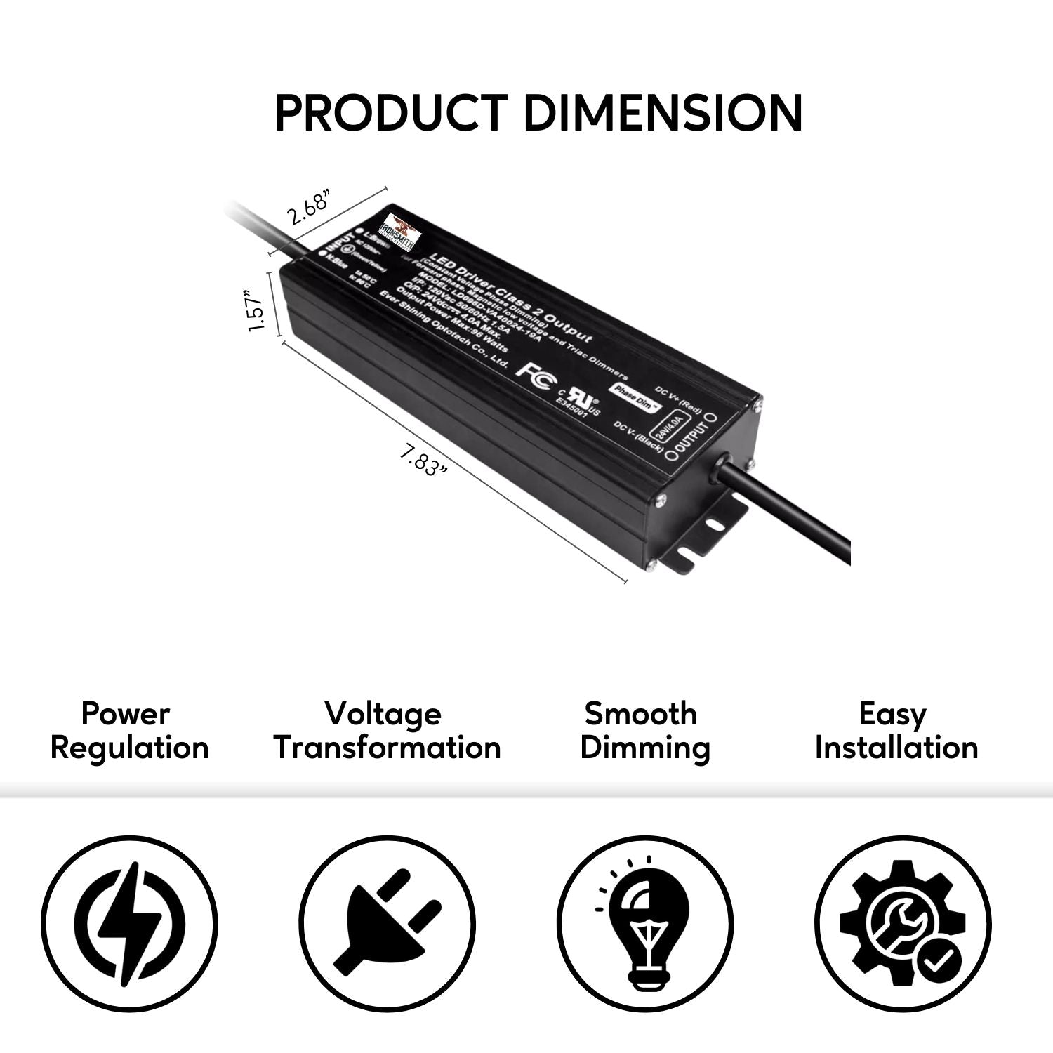120V -24V DC 96W | LED Dimmable Driver with Triac - 120 Volts / 24V DC / 96 Watt - LED Driver