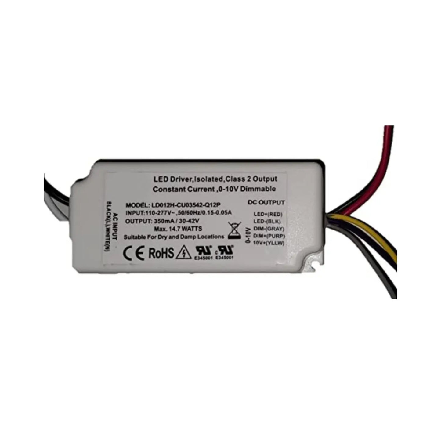 120V AC - 27V to 42V DC | 11.8W Constant Current LED Driver and Triac Dimmer - 120 Volts / 27V - 42V / 11.8 Watt - LED