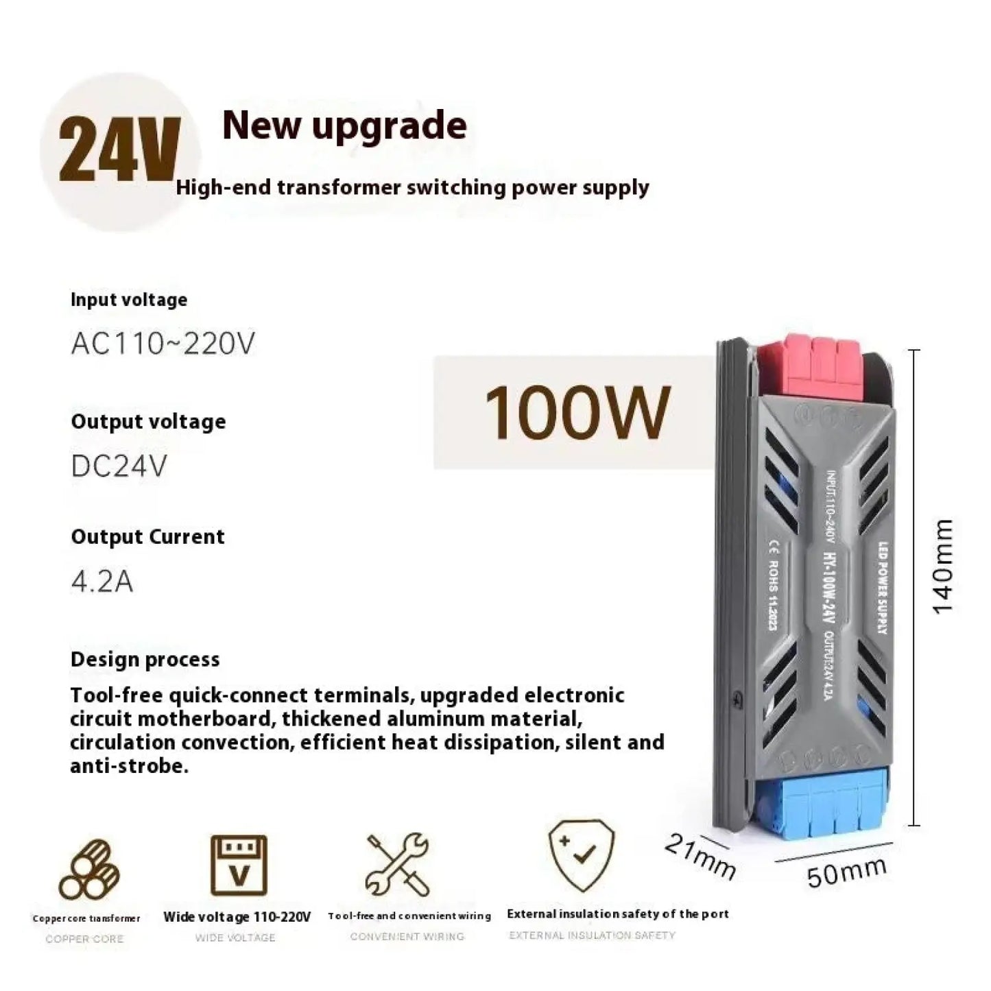 12V Power Supply for LED Strip with Anti-Strobe Technology - 12V Hanging Light