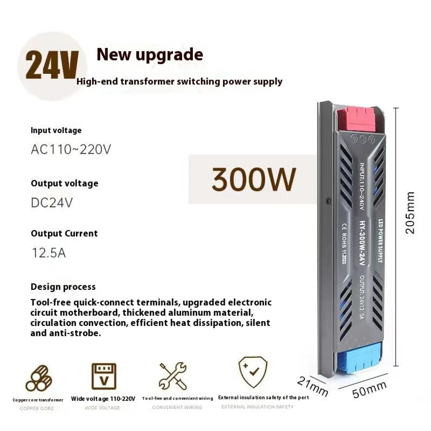 12V Power Supply for LED Strip with Anti-Strobe Technology - 12V Hanging Light