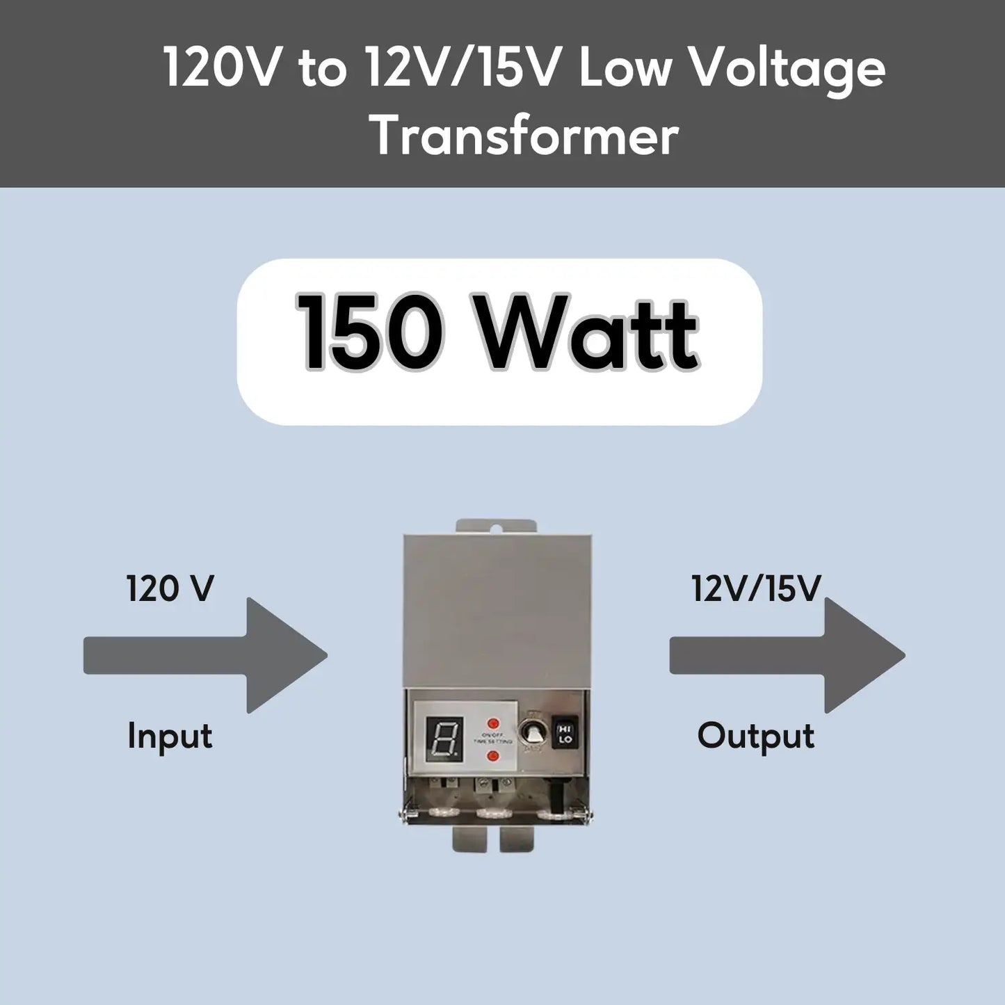 150W Multi-Tap Low Voltage Transformers | 12V - 15V - 120 Volt / 12 VOLT - 15 VOLT / 150 Watt - Landscape Transformers