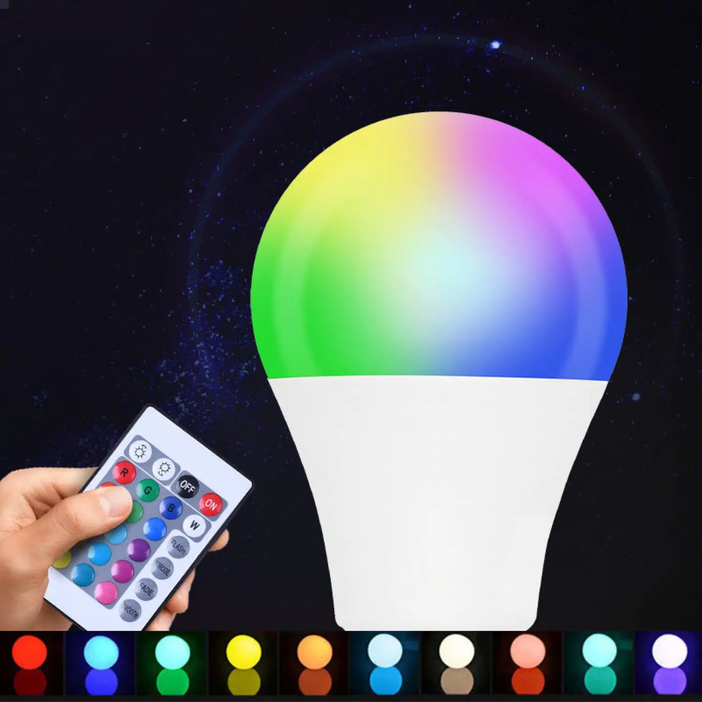 16-Color Changing LED Dimmer Bulb with Remote Control - Bulb using remote