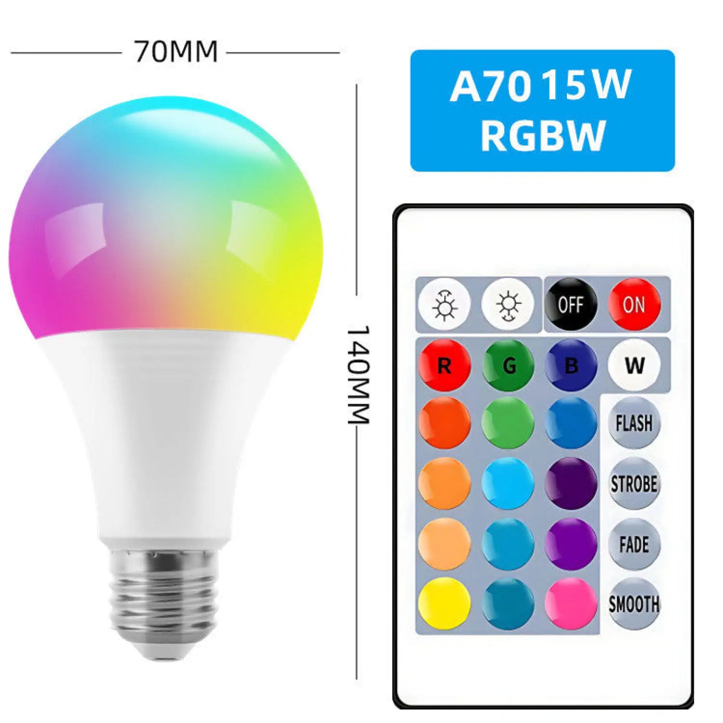16-Color Changing LED Dimmer Bulb with Remote Control - Bulb using remote