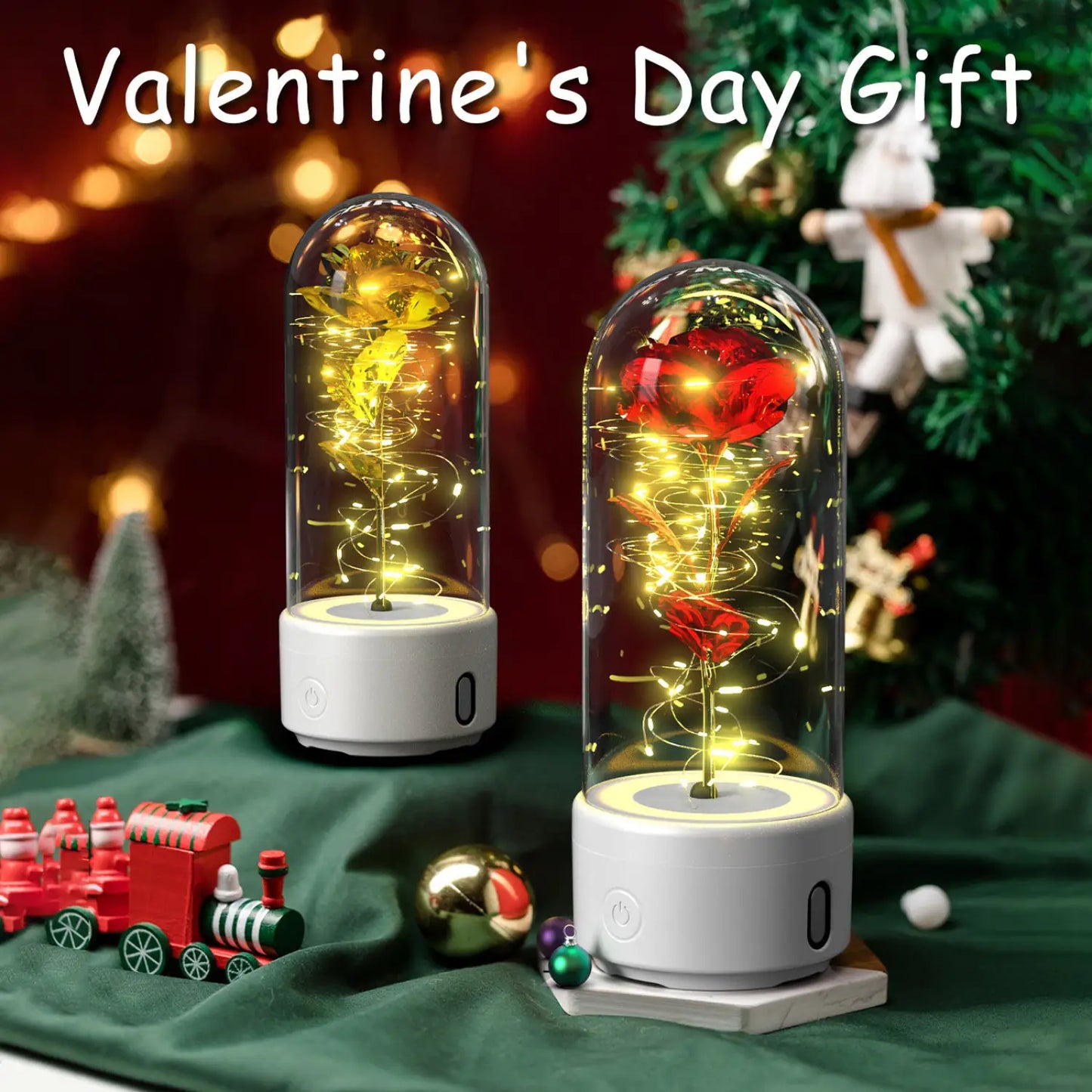 Creative 2 In 1 Rose Flowers LED Light And Bluetooth-compatible Speaker Valentine’s Day Gift Rose Luminous Night Light