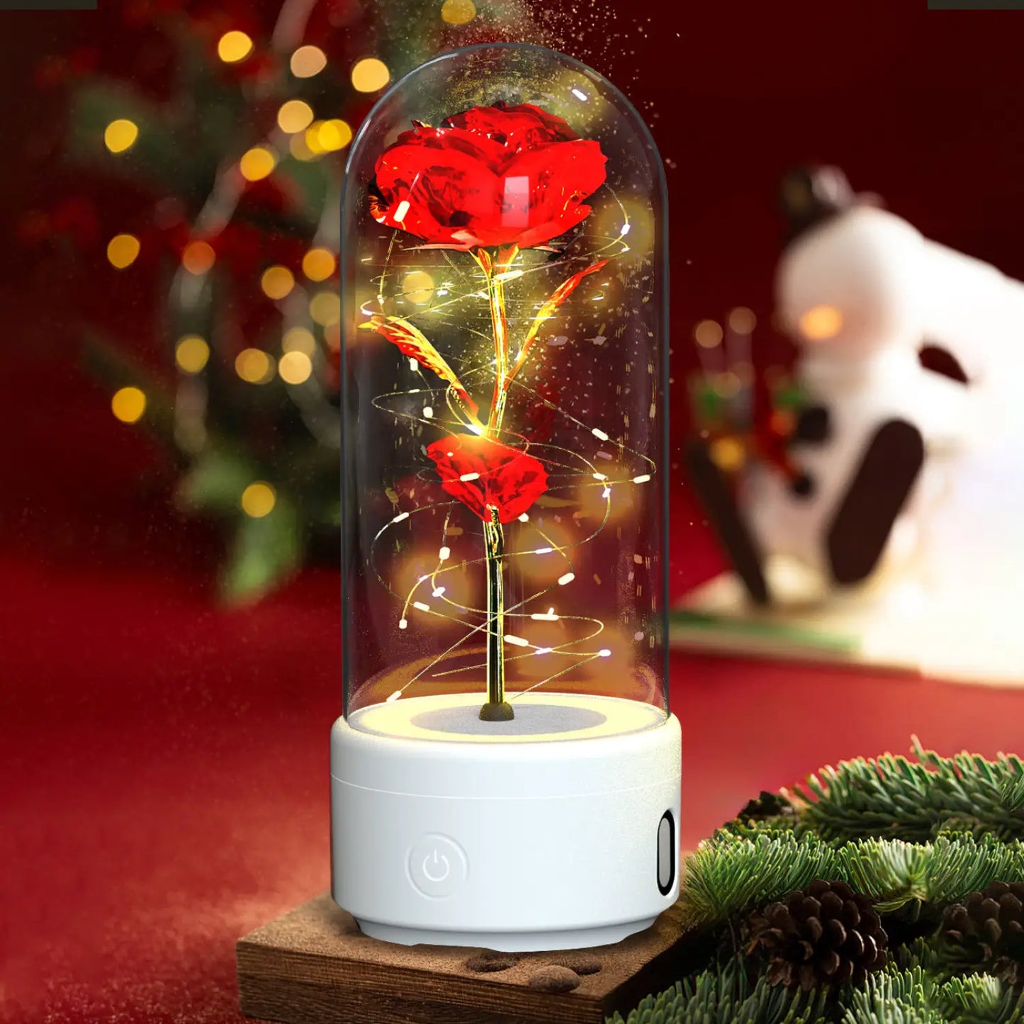 Creative 2 In 1 Rose Flowers LED Light And Bluetooth-compatible Speaker Valentine’s Day Gift Rose Luminous Night Light