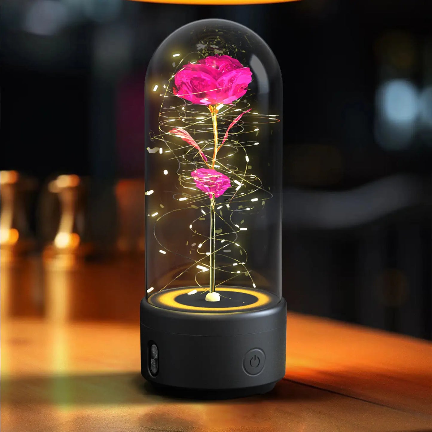 Creative 2 In 1 Rose Flowers LED Light And Bluetooth-compatible Speaker Valentine’s Day Gift Rose Luminous Night Light