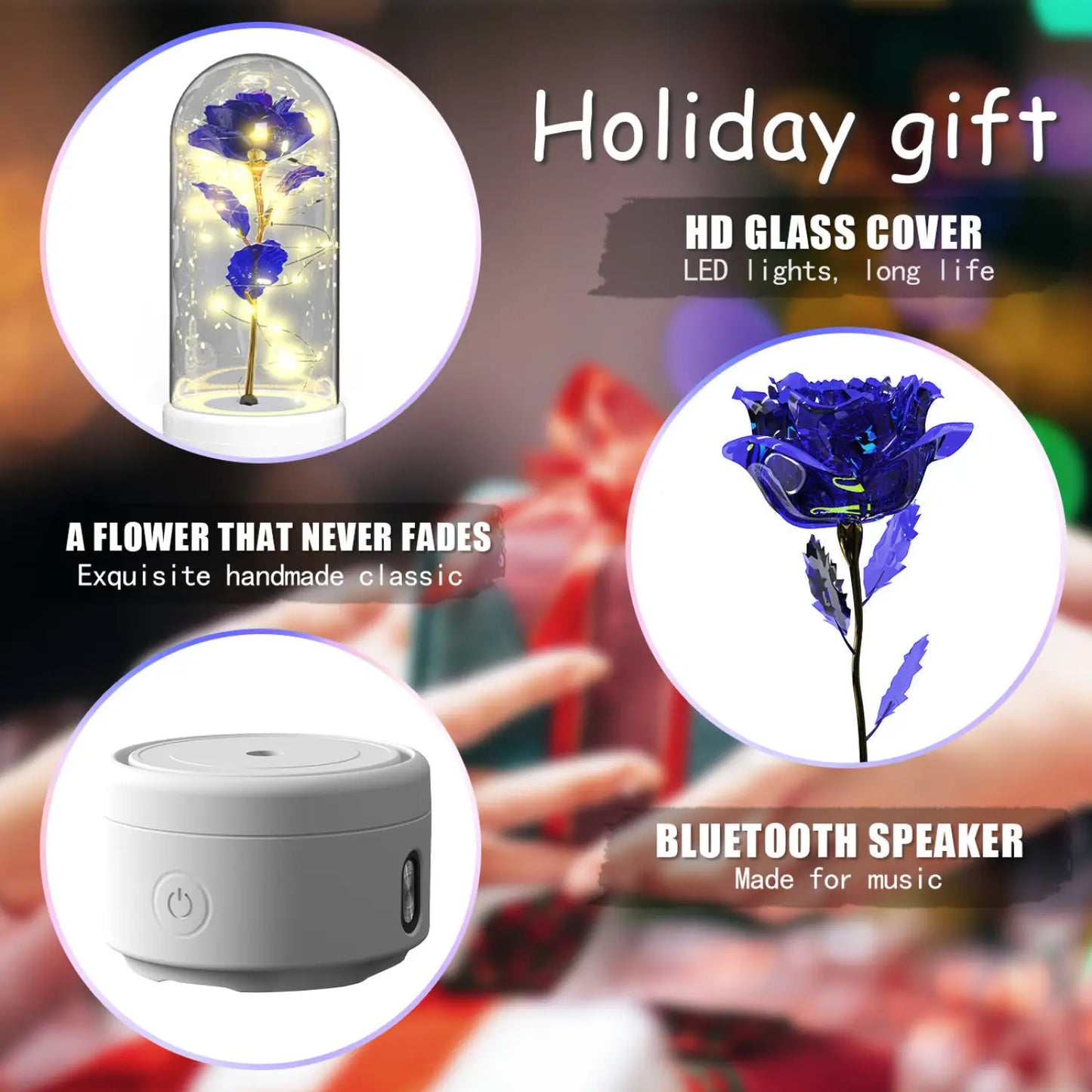 Creative 2 In 1 Rose Flowers LED Light And Bluetooth-compatible Speaker Valentine’s Day Gift Rose Luminous Night Light