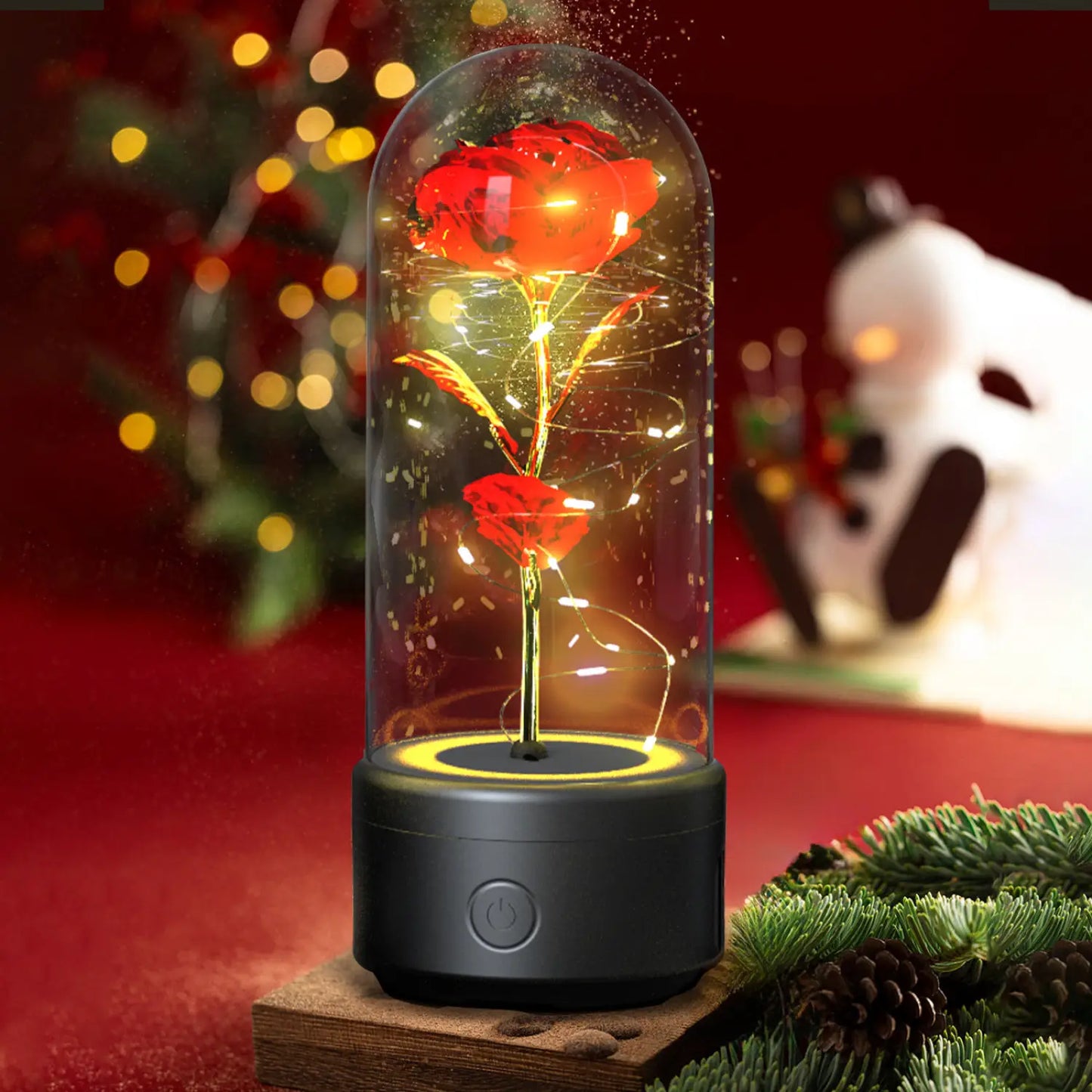 Creative 2 In 1 Rose Flowers LED Light And Bluetooth-compatible Speaker Valentine’s Day Gift Rose Luminous Night Light