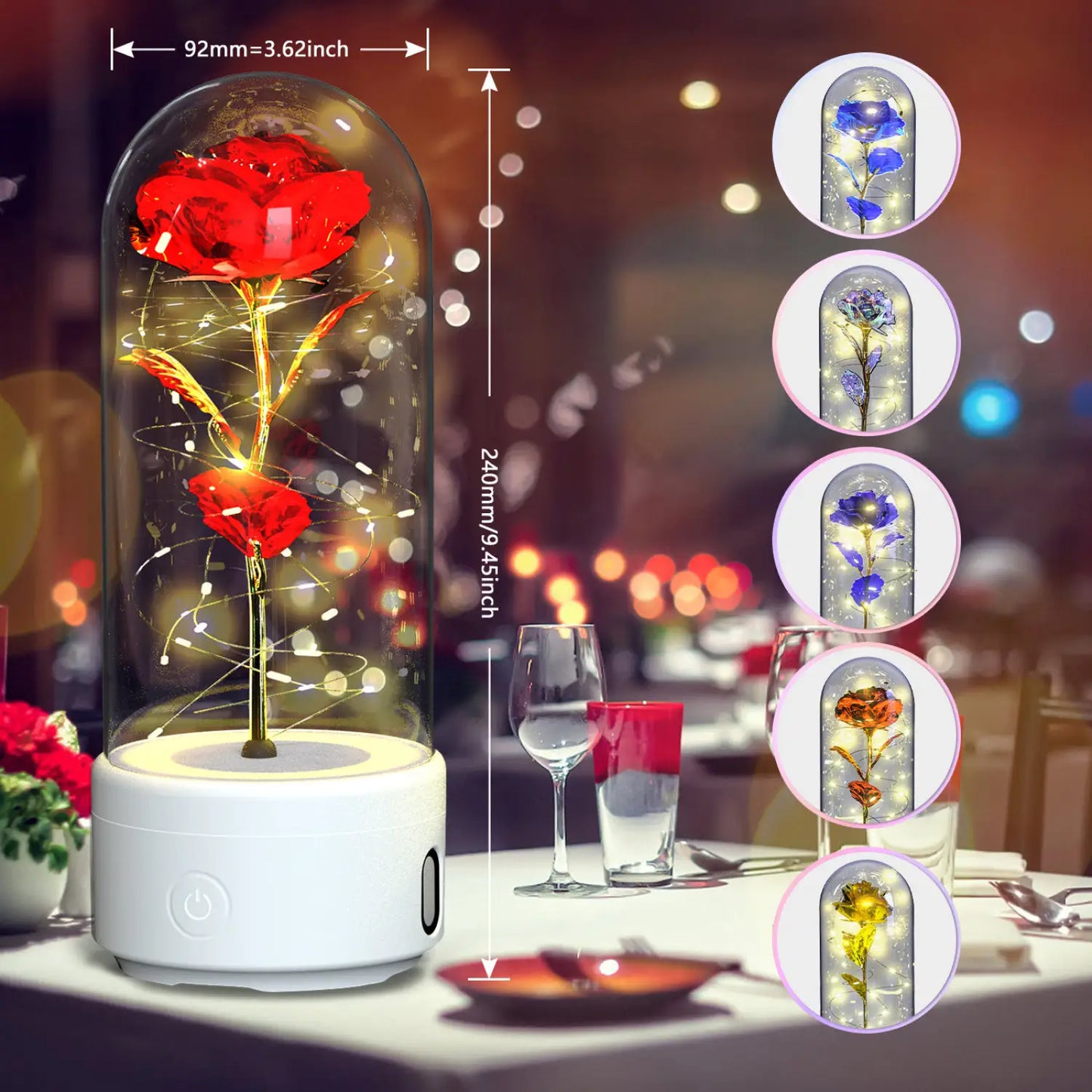 Creative 2 In 1 Rose Flowers LED Light And Bluetooth-compatible Speaker Valentine’s Day Gift Rose Luminous Night Light