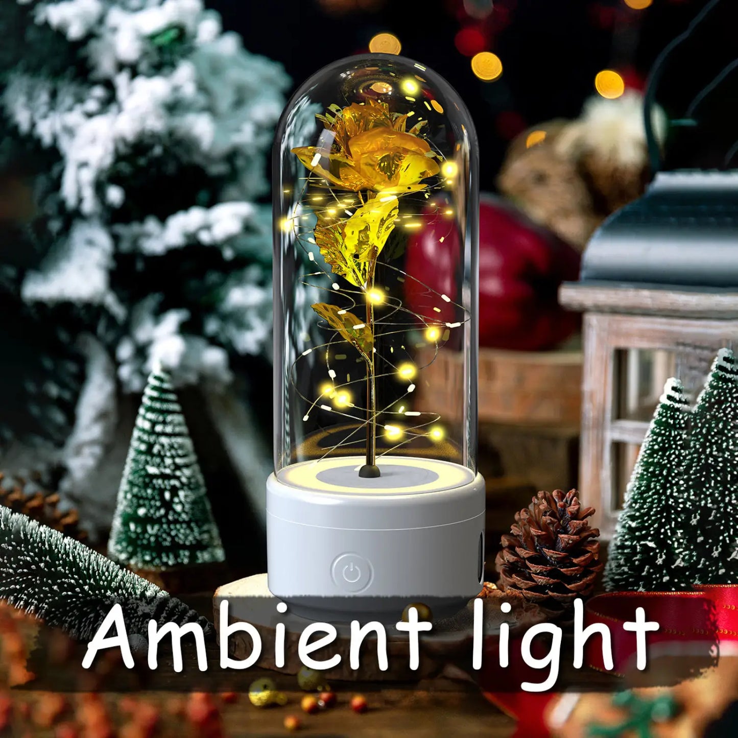 Creative 2 In 1 Rose Flowers LED Light And Bluetooth-compatible Speaker Valentine’s Day Gift Rose Luminous Night Light
