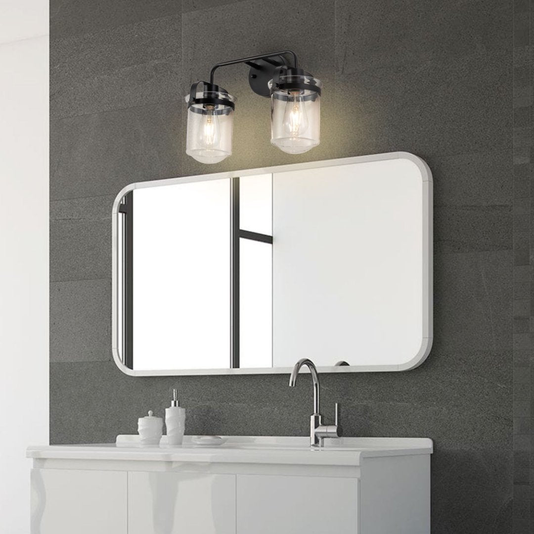 2-Light With Clear Glass Shade,Modern Sconce Industrial Indoor Light Fixture For Bathroom Living Room Bedroom Over