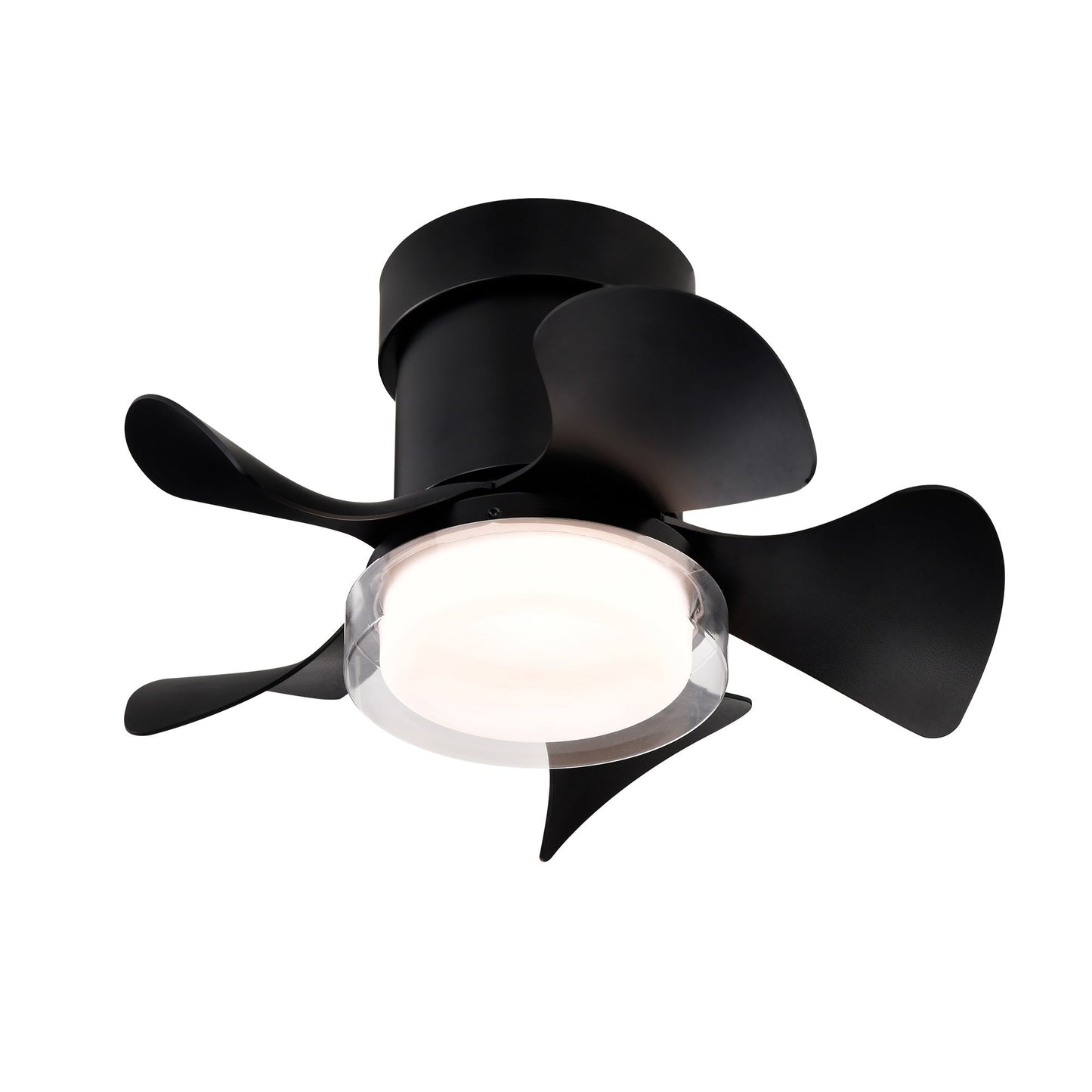 21’’ Matte Black Ceiling Fans with Lights Quiet DC Motor & Remote Black 12V Hanging Light