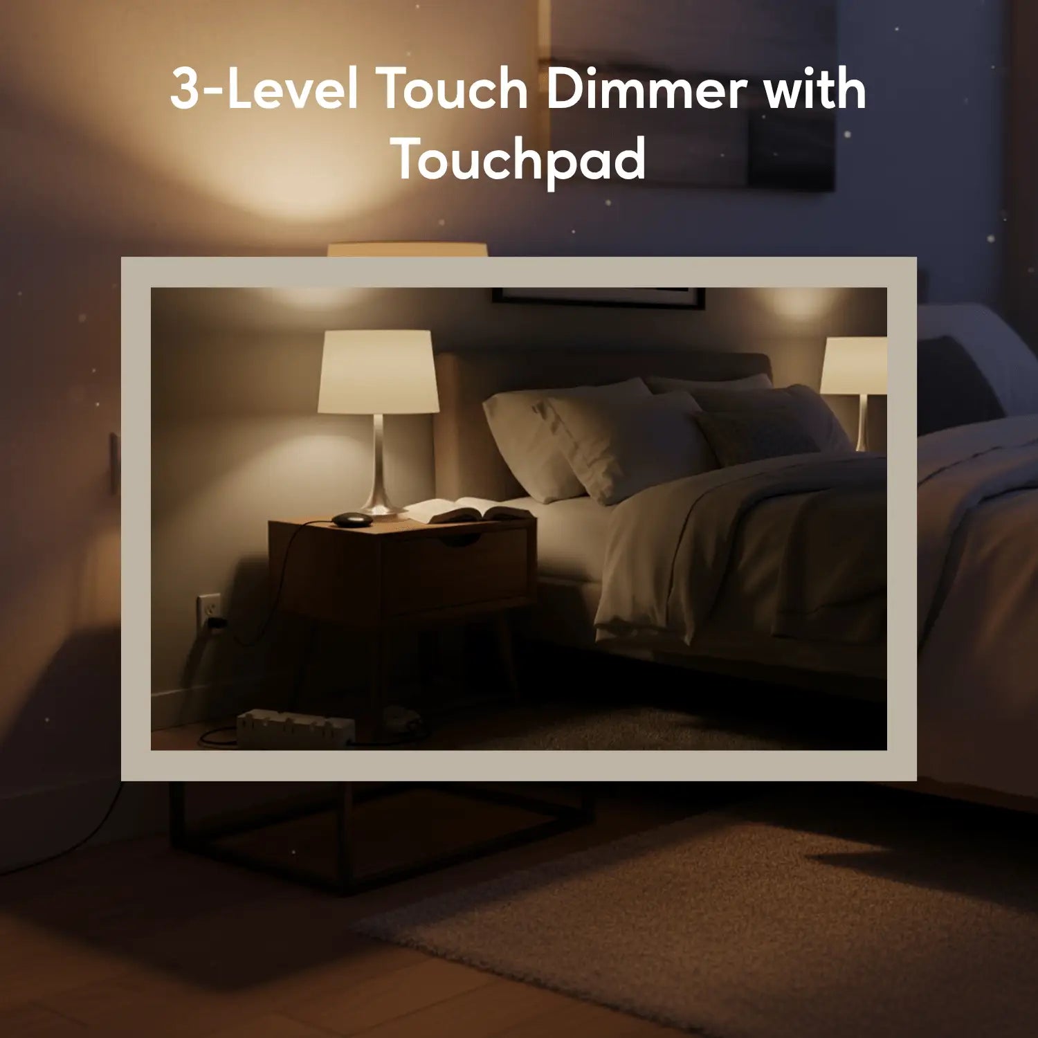 3 Level touch Light Dimmer with 3 Plug - Receptacles 120V - Transformer