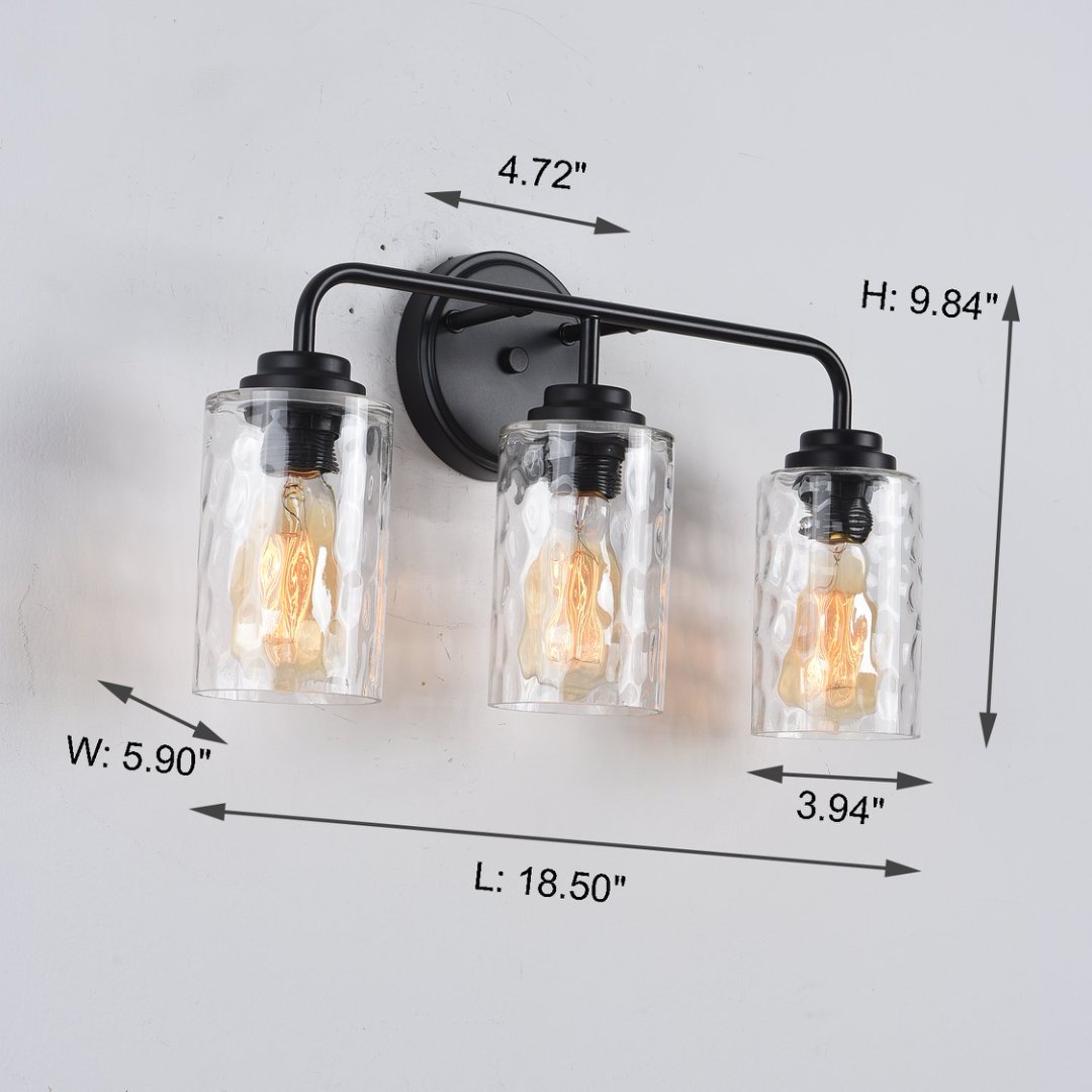 3-Light With Clear Glass Satin Shade,Unique Hand-make Lampshade Industrial Indoor Light Fixture For Bathroom Living
