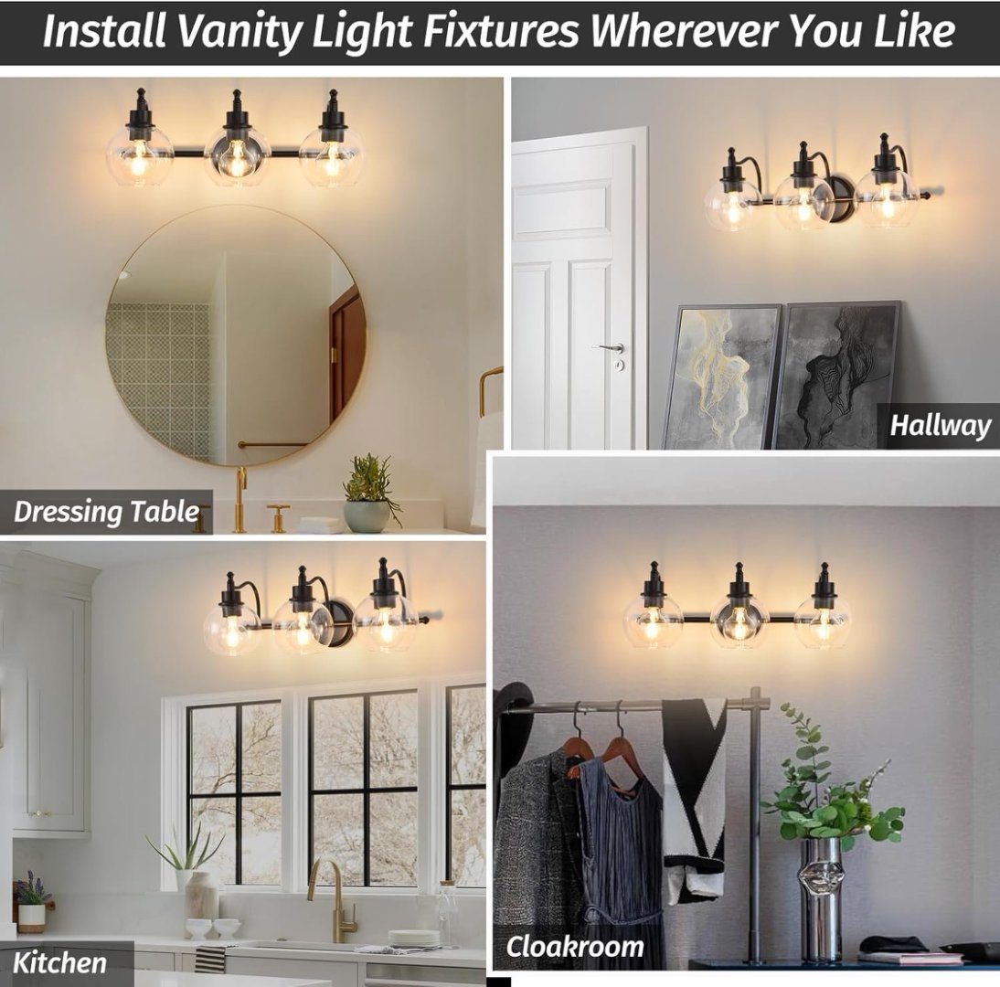 3 Lights Bathroom Vanity Fixture 22 Inch Bathroom Fixture Bathroom Lamp Above Mirror With Clear Glass Cover For Living