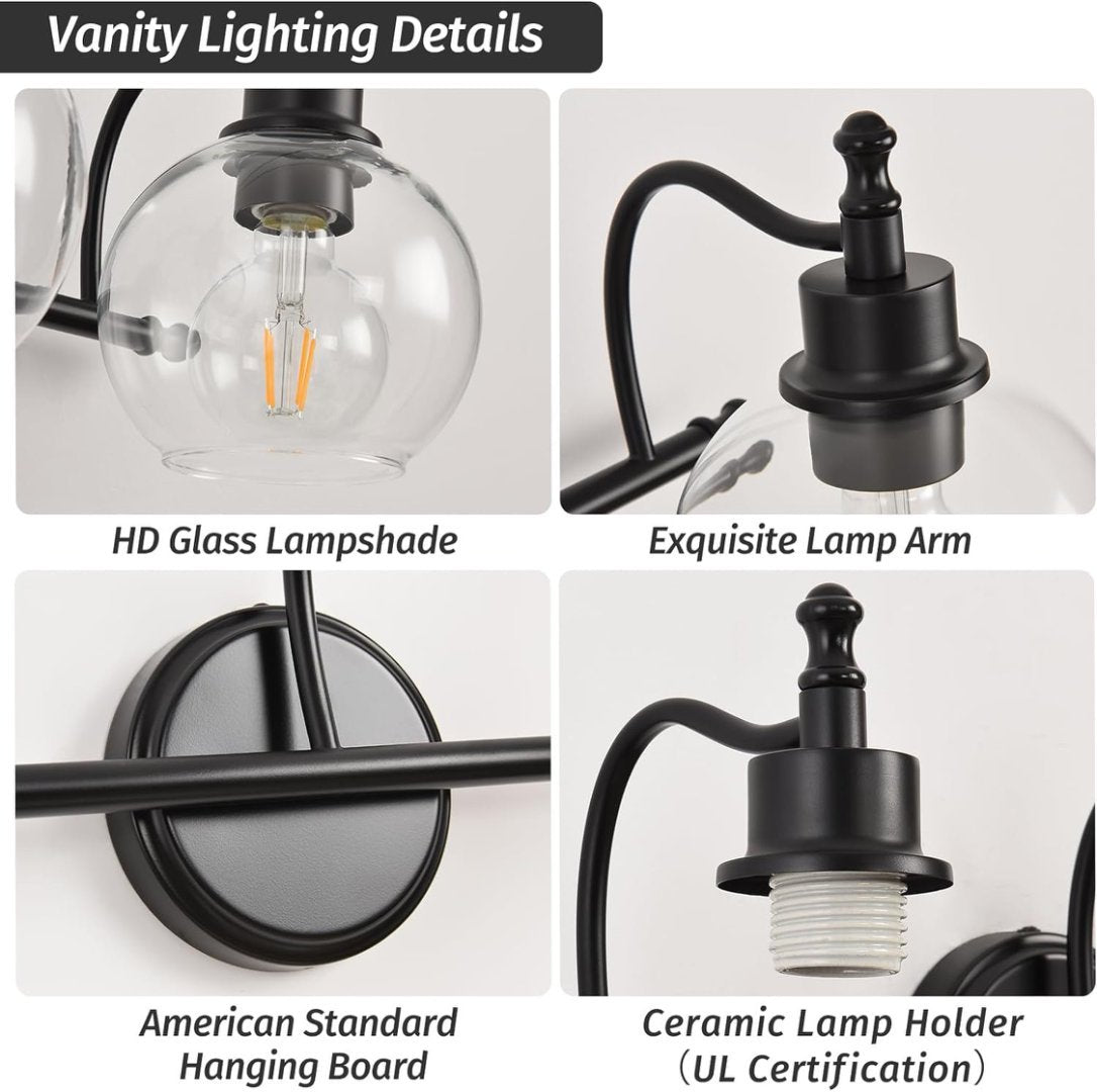 3 Lights Bathroom Vanity Fixture 22 Inch Bathroom Fixture Bathroom Lamp Above Mirror With Clear Glass Cover For Living