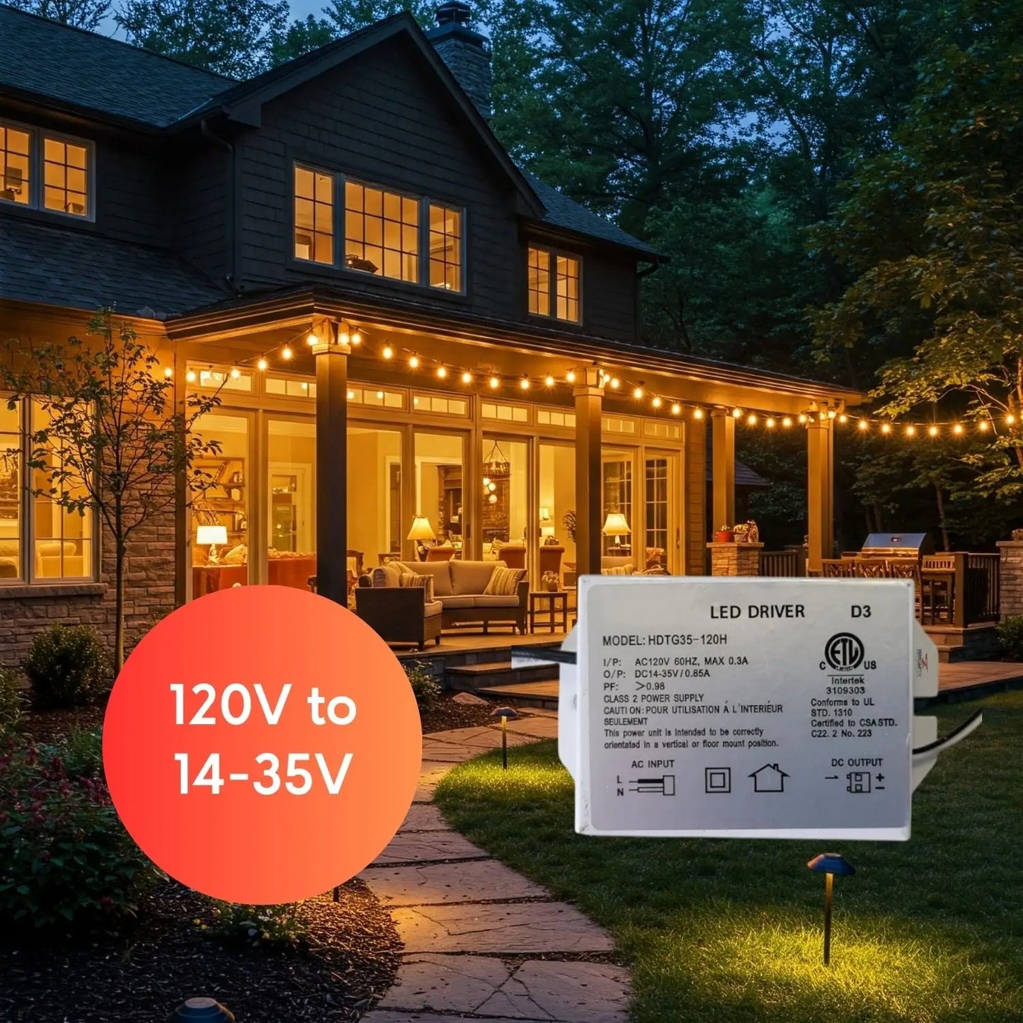 35W Dimmable LED Driver | Input AC 120V | Output DC 14-35V/0.3A - 120 Volts / 14V - 35V / 35 Watt - LED Driver