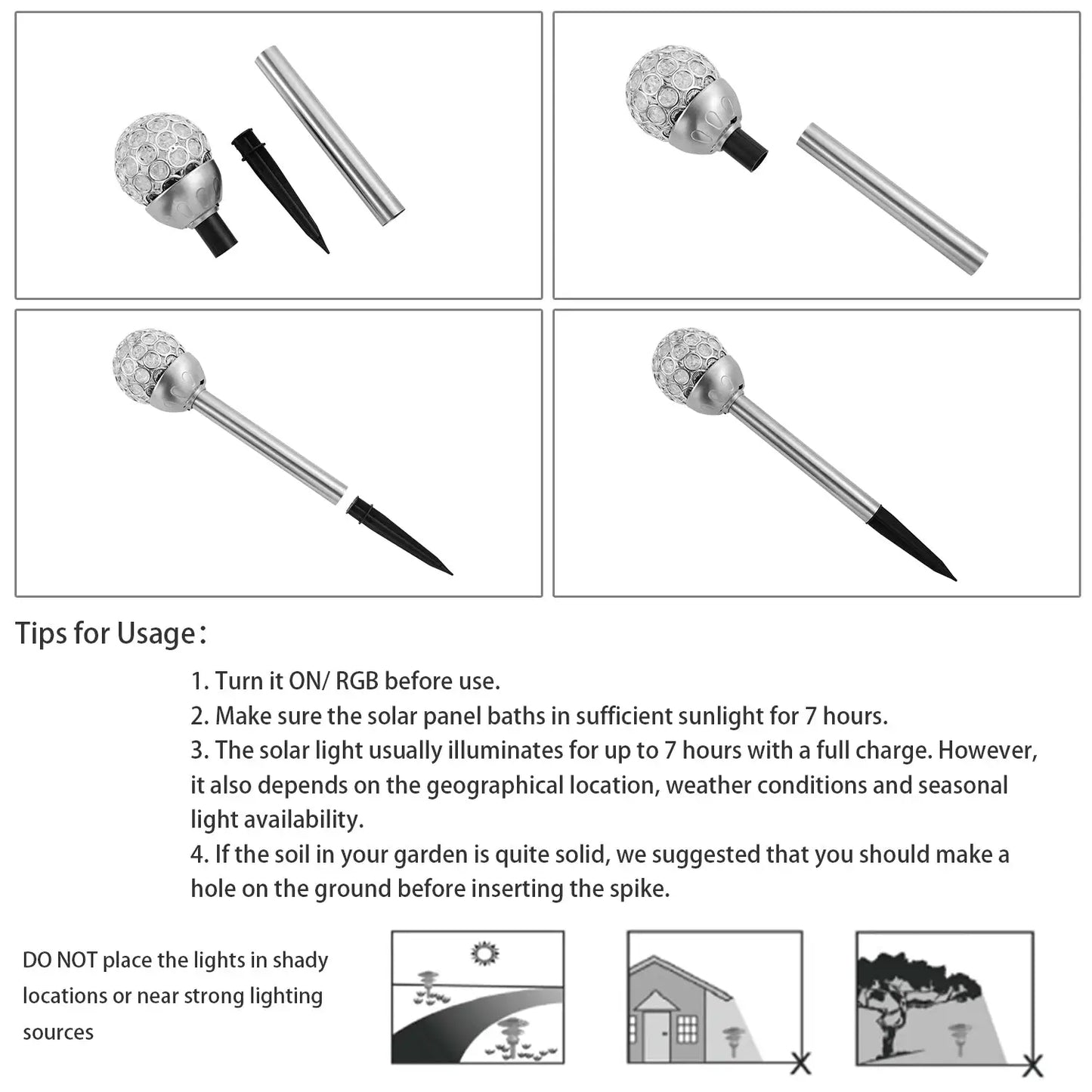 3Pcs Solar Pathway Lights IP44 Waterproof RGB Color Changing For Pathway Garden Walkway Yard Festival Decoration - 3Pcs