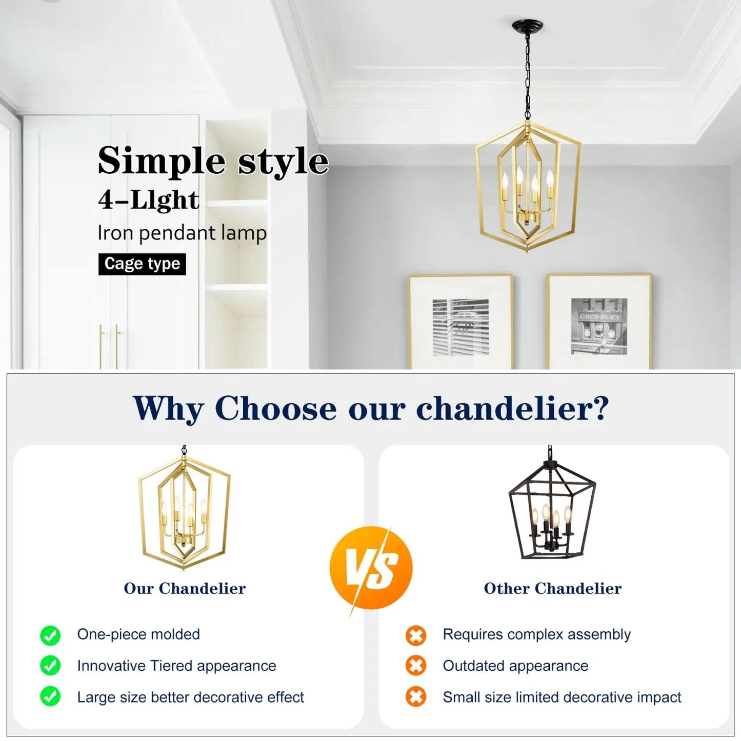 4 Light Farmhouse Kitchen Chandeliers Vintage Cage Light Fixture Adjustable Height Chandeliers For Dining Room Hallway