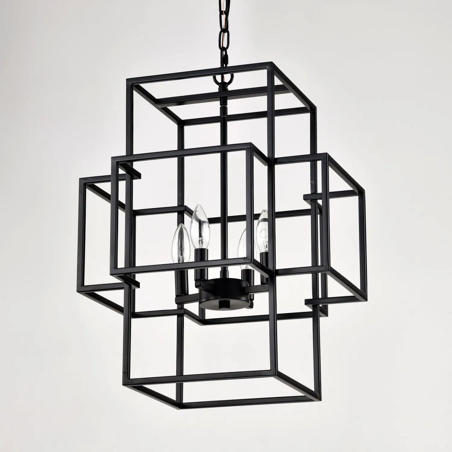 4 Light Farmhouse Hanging Lights Indoor with Adjustable Height Matte Black Hanging Light