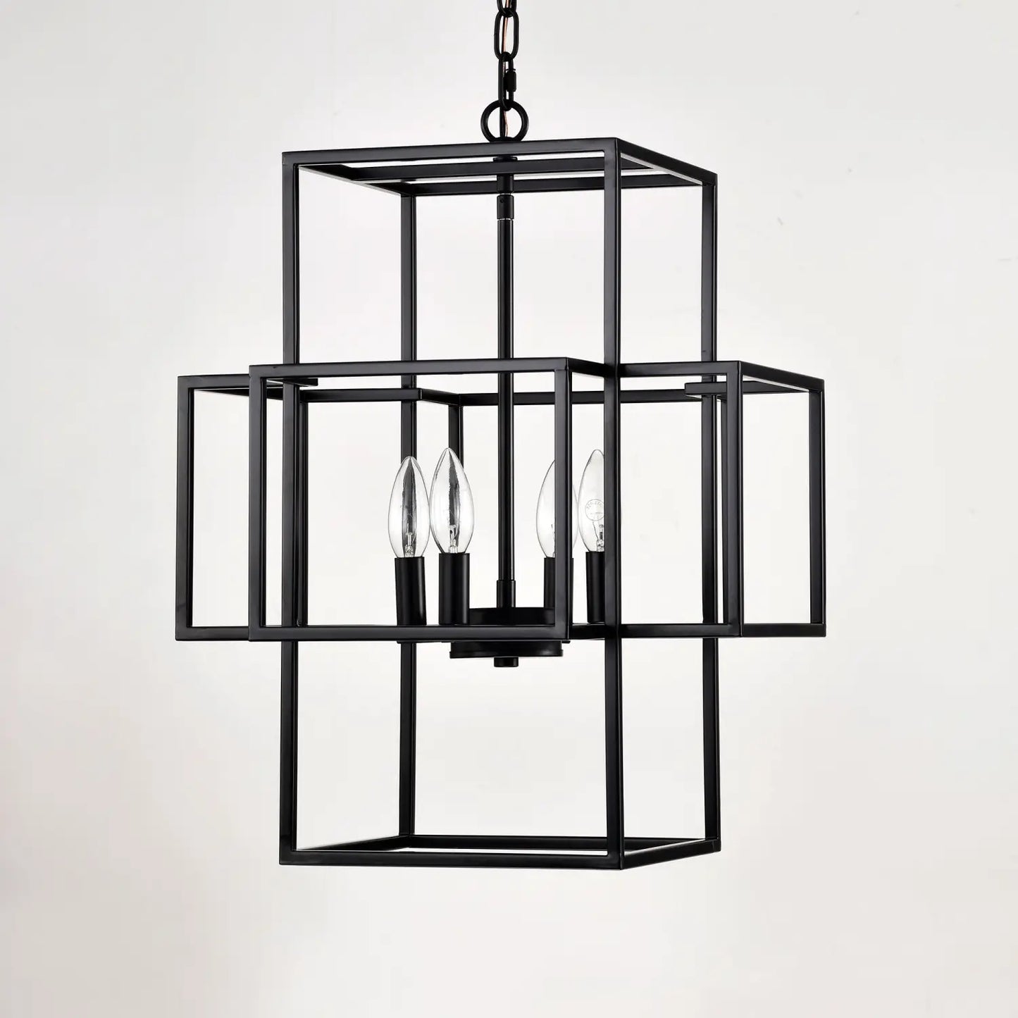 4 Light Farmhouse Hanging Lights Indoor with Adjustable Height Matte Black Hanging Light