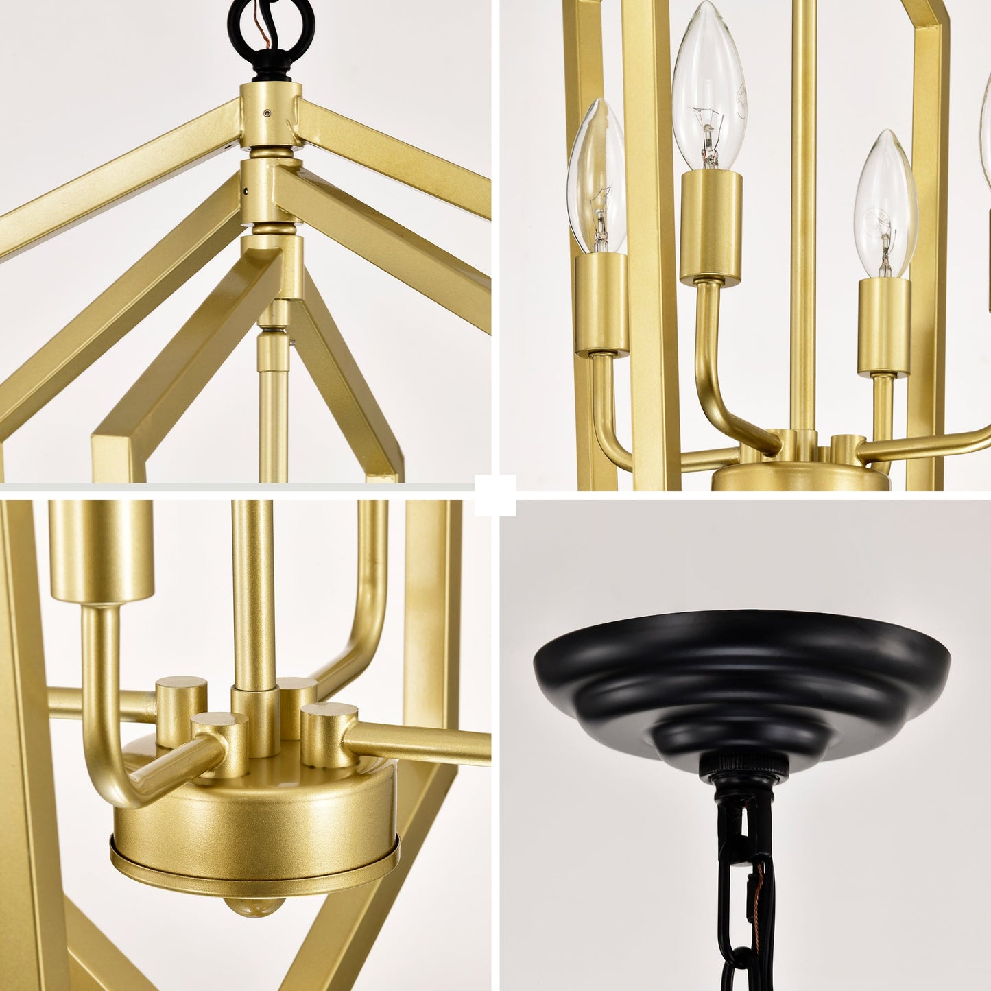 4 Light Farmhouse Kitchen Chandeliers Vintage Cage Light Fixture Adjustable Height Chandeliers For Dining Room Hallway