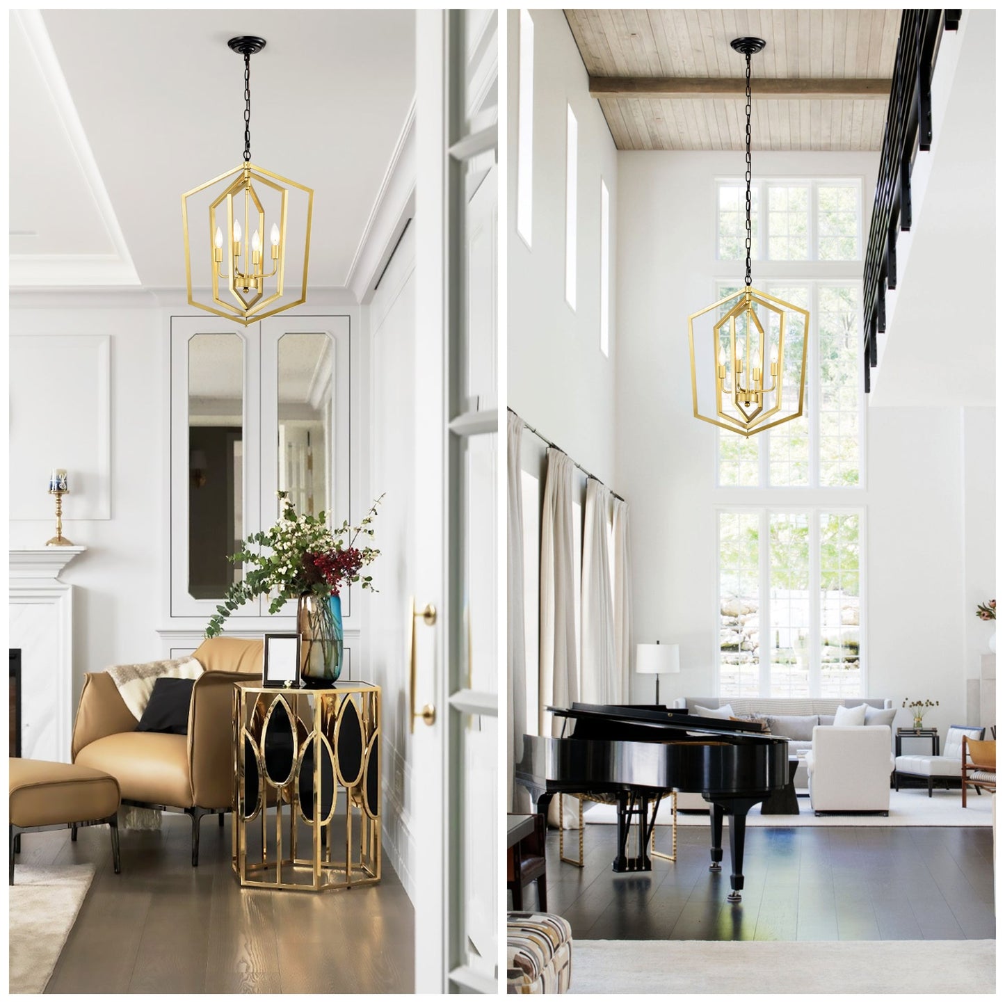 4 Light Farmhouse Kitchen Chandeliers Vintage Cage Light Fixture Adjustable Height Chandeliers For Dining Room Hallway