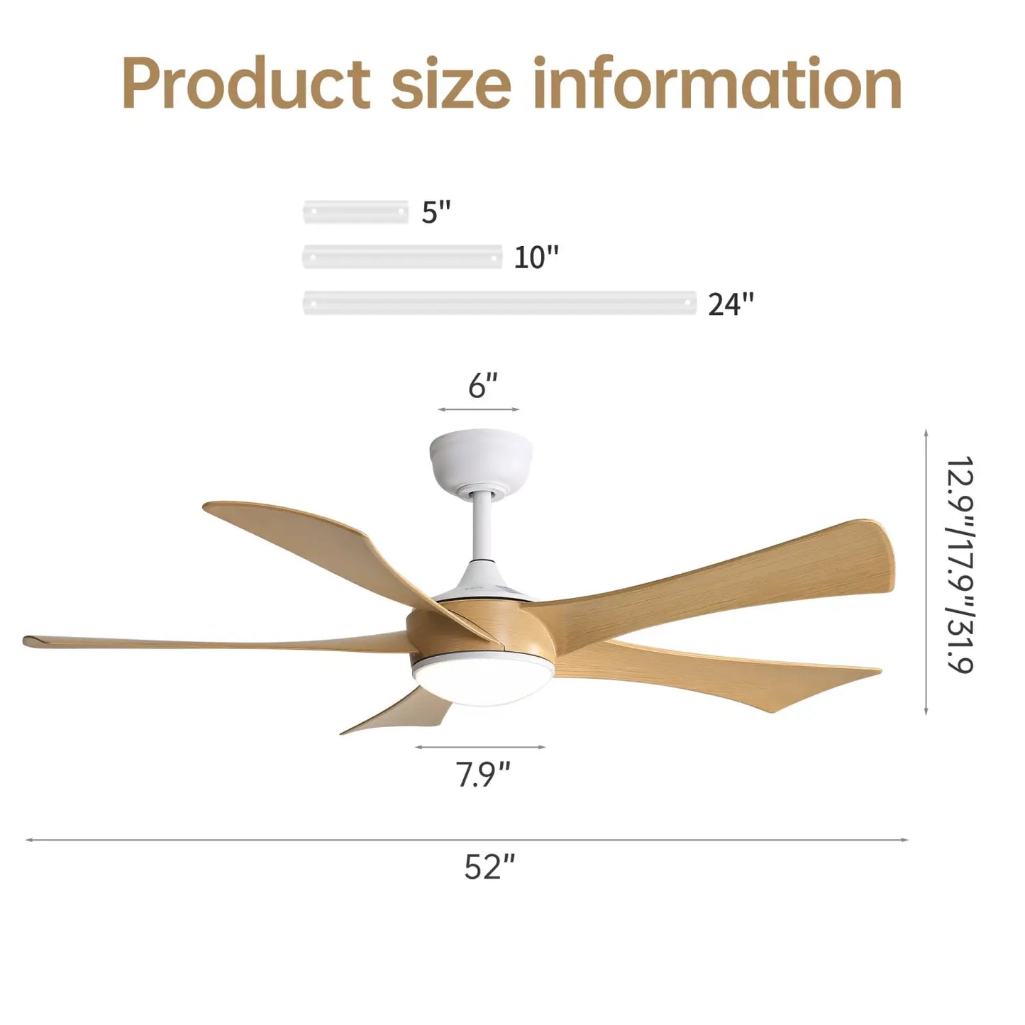 Plastic Ceiling Fans - White - 12V Hanging Light
