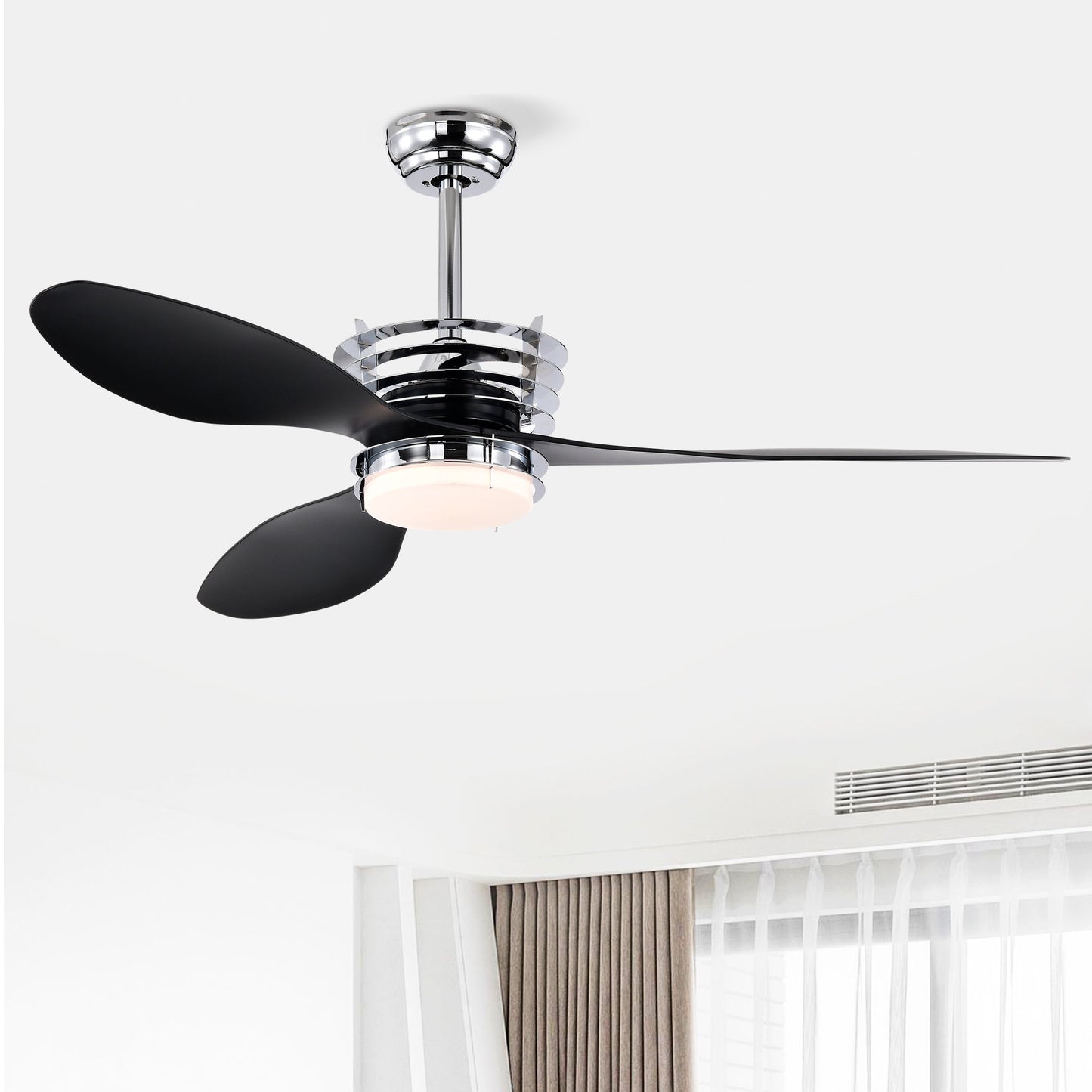 52’’ ABS Blades Ceiling Fan With Lights And DC Remote DC Motor Modern Ceiling Fan With 3 ABS Fan Blades & 2 Down Rods