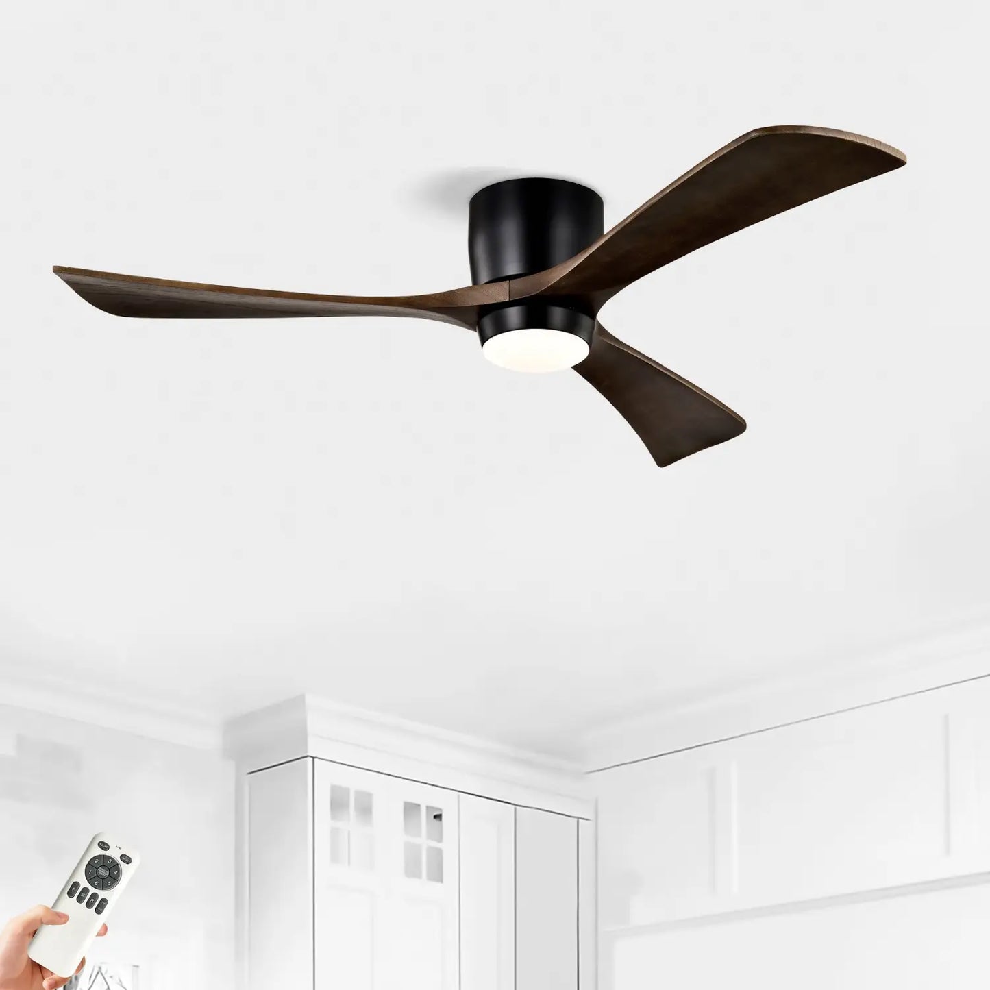 52’’ Ceiling Fan with Light for Bedroom 3 Blades Remote Control Matte Black Ceiling Fan