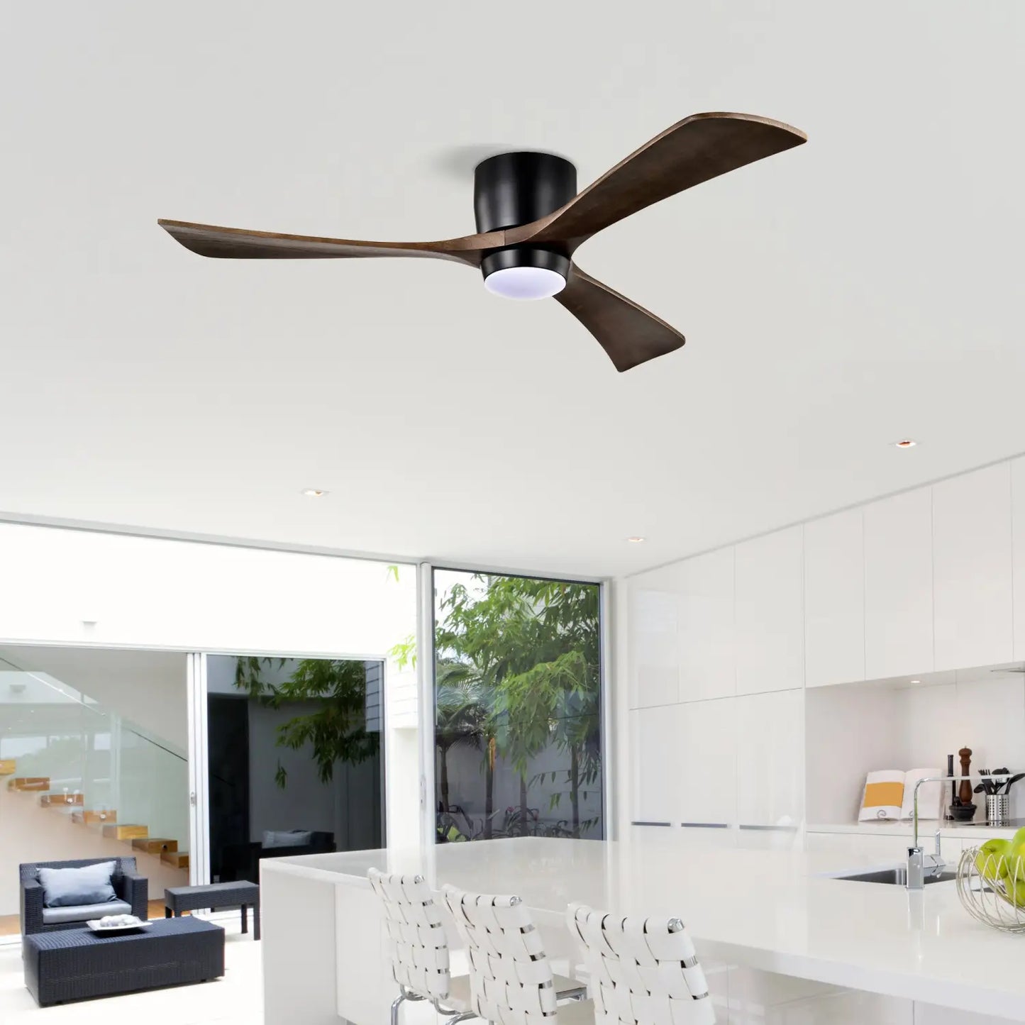 52’’ Ceiling Fan with Light for Bedroom 3 Blades Remote Control Matte Black Ceiling Fan