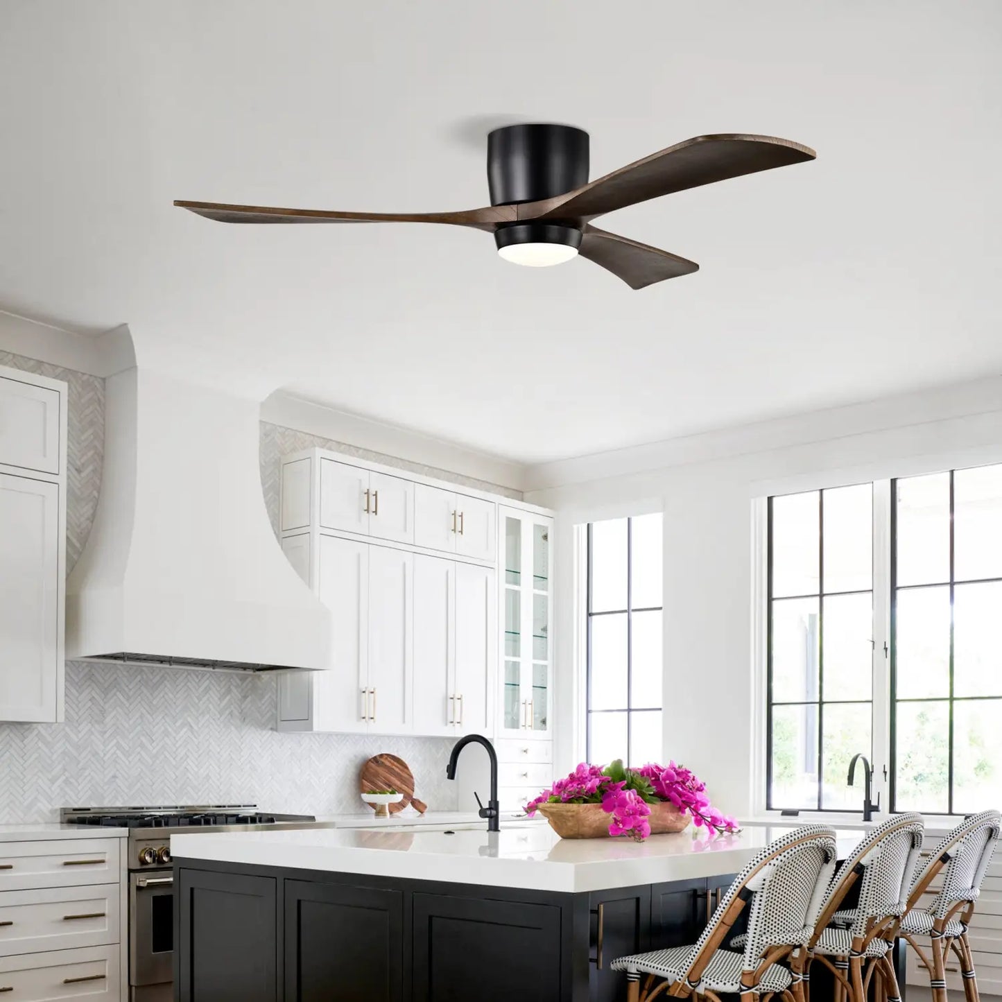 52’’ Ceiling Fan with Light for Bedroom 3 Blades Remote Control Matte Black Ceiling Fan