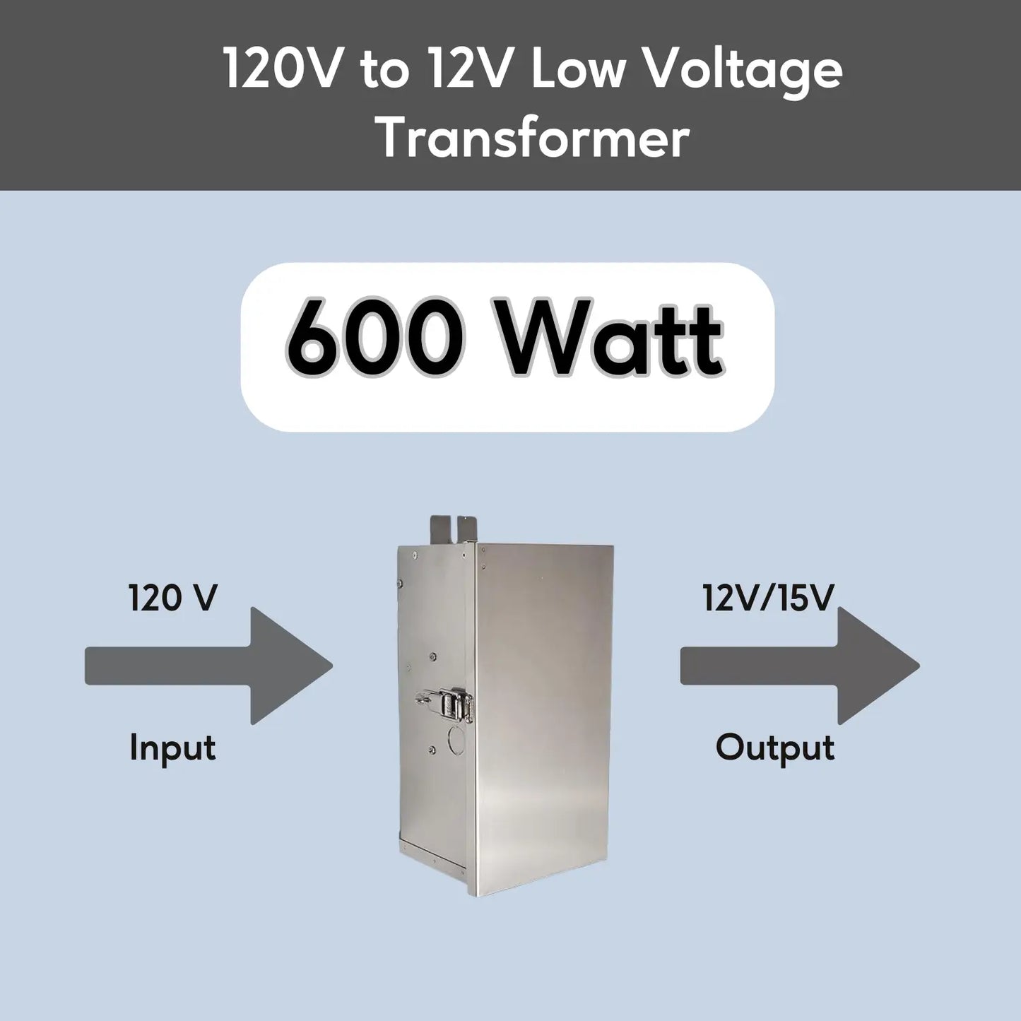600W Multi-Tap Low Voltage Transformer | 12V - 15V - 120 Volt / 12 VOLT - 15 VOLT / 600 Watt - Landscape Transformers