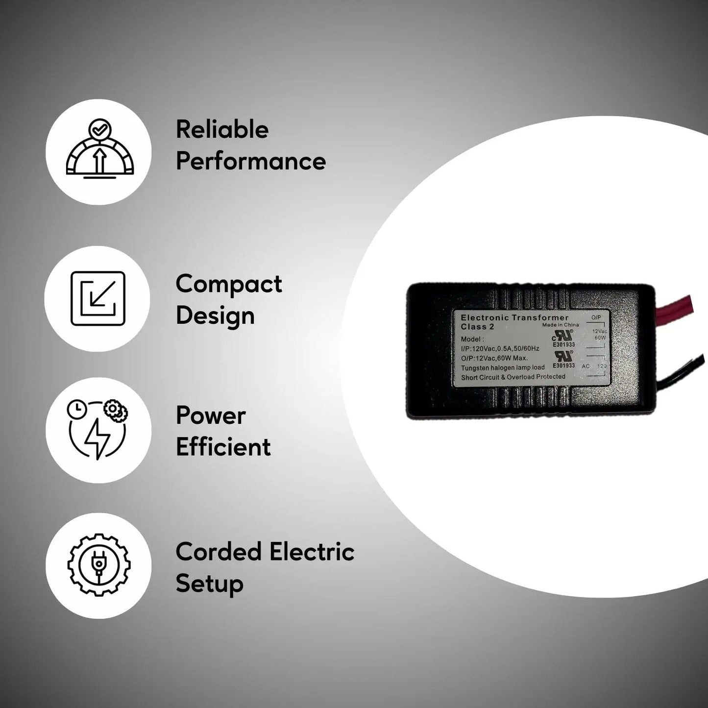 60W Halogen Potted Transformer Electronics - 120 Volt / 12 Volt / 60 Watt Max - Transformer