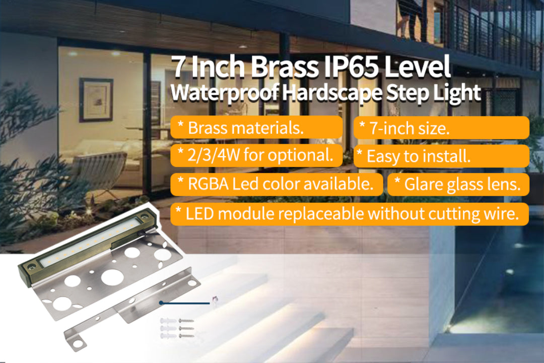 7’’ 3W Landscape Lights Outdoor RGB CCT Tunable Brass Hardscape Paver Fixture hardscape lights